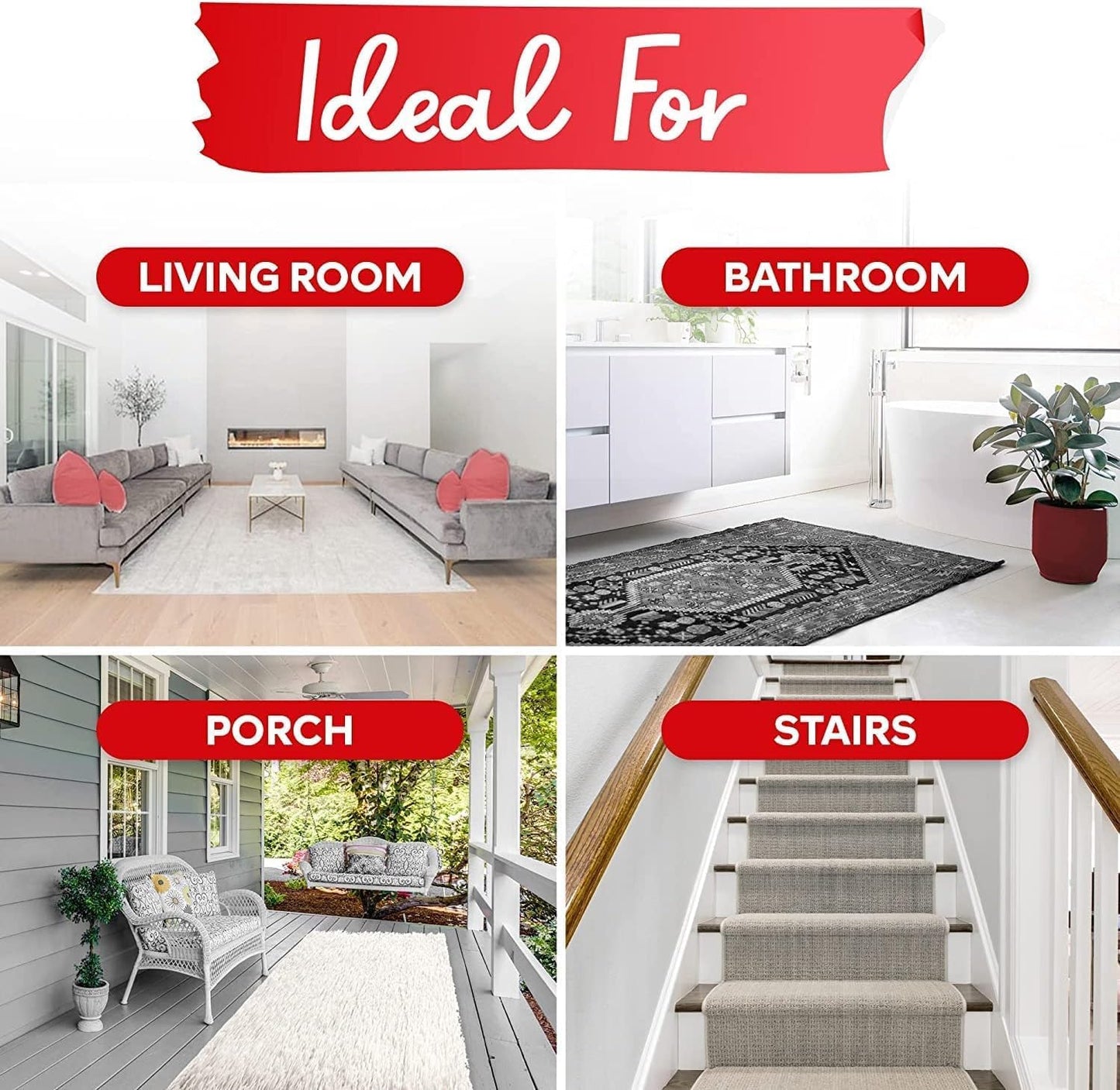 XFasten Double Sided Carpet Tape for Area Rugs 2 Inch x 30 Yards w/Mini Cutter, Residue-Free Carpet Tiles Tape, Heavy-Duty Rug Pad Gripper for Hardwood, Vinyl Flooring Underlayments, Laminate