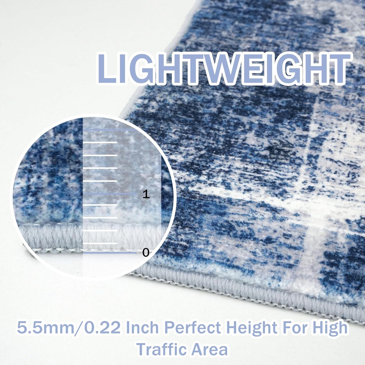 IOHOUZE Abstract Runner Rug 3x14 Ft Washable Runners for Hallways, Non Slip Kitchen Runner Printed Faux Wool Entryway Runner Indoor, Modern Abstract Floor Carpet for Hall Stair, Navy/Grey