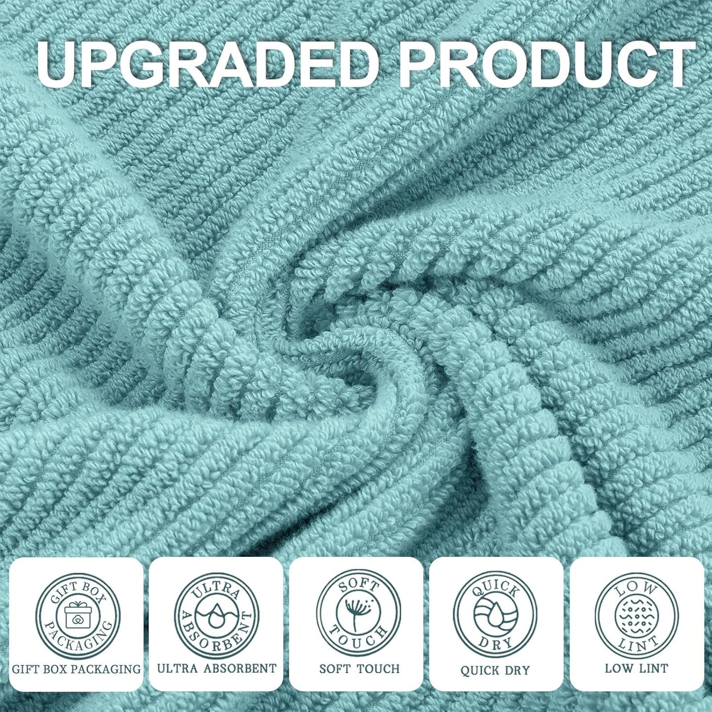 Luxury Bath Towels, 4PC Large 30" x 56" - 100% Cotton | Quick Dry | Hotel Quality | Thick | Soft | Absorbent, Lightweight Bath Towels, Shower Towel for Bathroom, Towel Gift Set, Aqua Teal