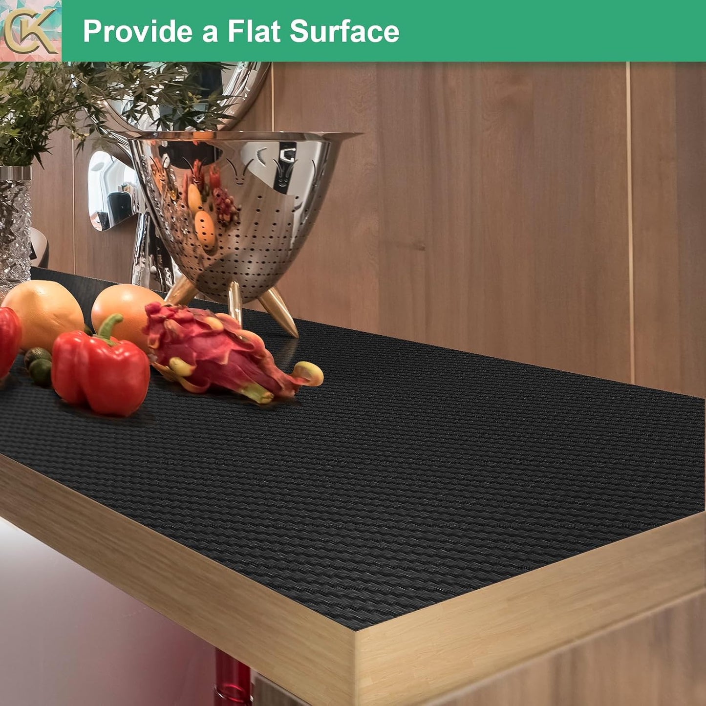 Self-Adhesive Shelf Liner Kitchen Liner, Waterproof Backed Paper Easy Peel and Stick Contact Liner Without Residue for Decor Your Desk Surface, Kitchen Countertops (Black, 11.8 x 236.2 inches)