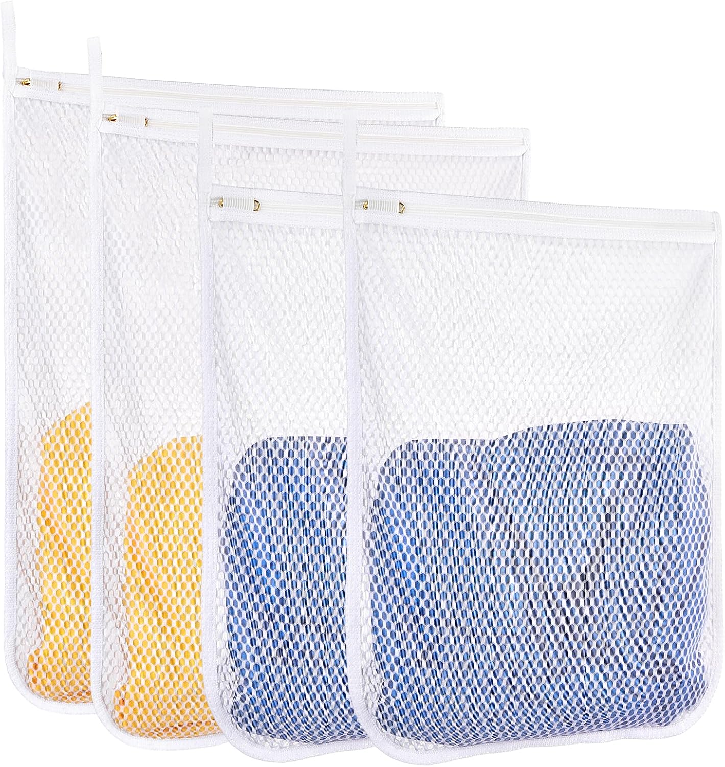 4 pcs Durable Honeycomb Mesh Laundry Bags for Delicates 16" x 19" (2 Large) 12" x 15" (2 Medium)