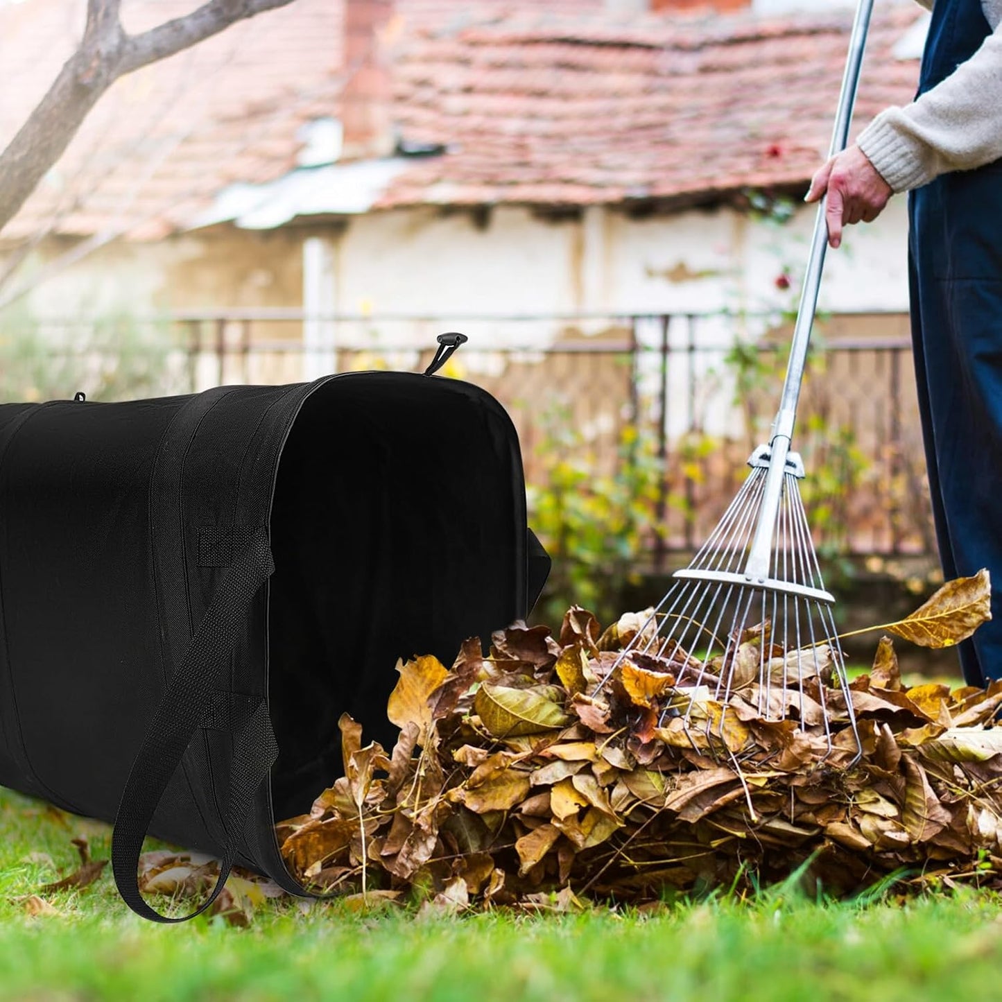 YUDI & GARDEN 46 Gallon Square Collapsible Yard Waste Bin｜Collapsible Trash Can｜Camping Trash Can, for Collecting Weeds or Yard and Party Waste