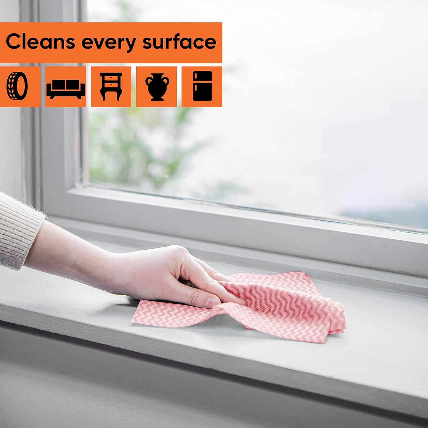 Superio Handy Wipes For Kitchen - Red Reusable Multi-Purpose Heavy-Duty Cleaning cloth for house, Bathroom, and office. Disposable Dish Towel (10)