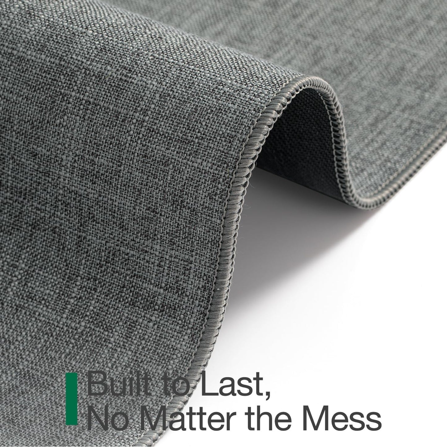 LUMI Ultra Thin Door Mat for Entryway,36"x59" Low Profile Non Slip Rubber Backing Indoor Doormat, Easy Clean Welcome Entrance Mat for Inside House, Patio, Greenish Grey