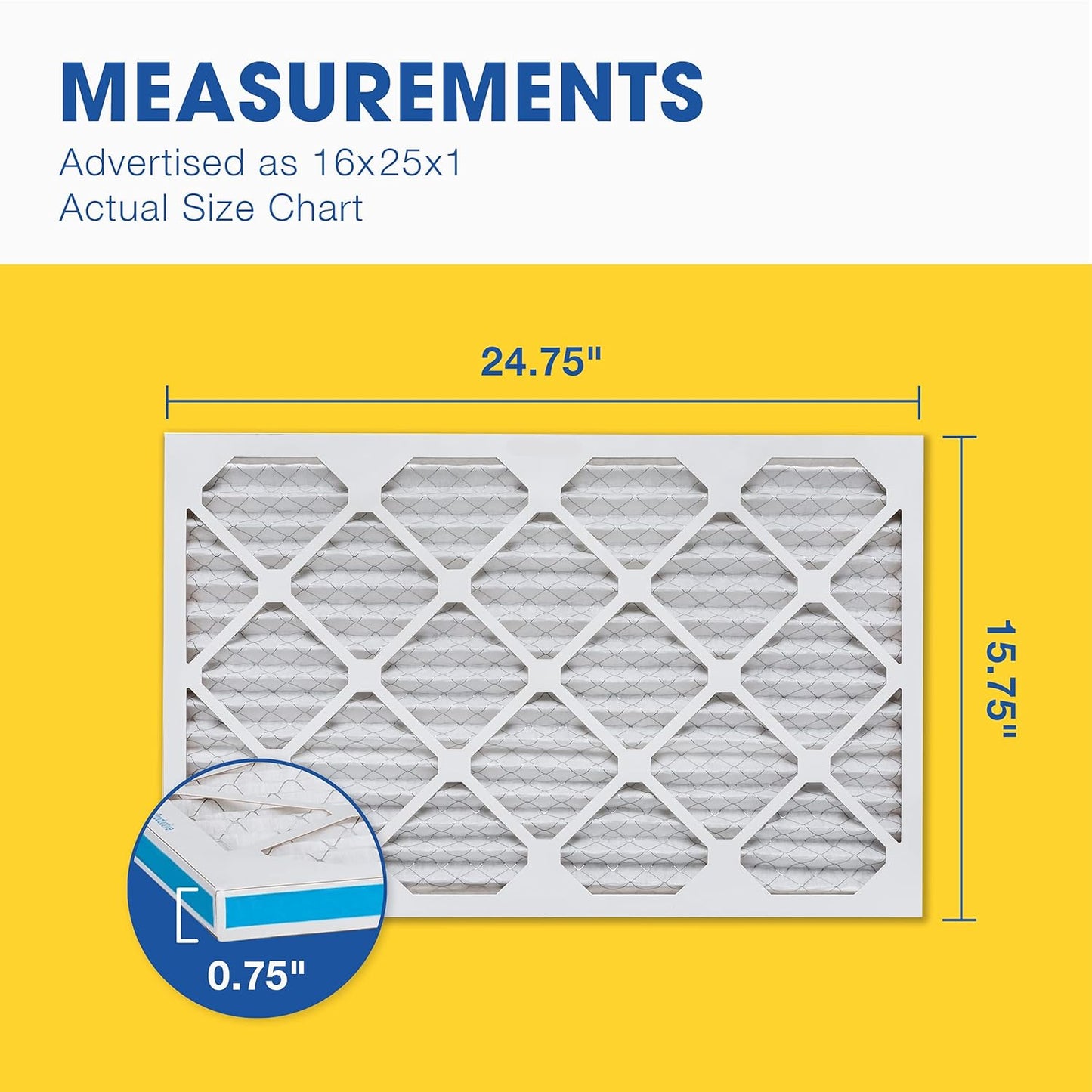 Aerostar 16x25x1 MERV 8 - 4 Count - High Efficiency Pleated HVAC, Furnace & Air Conditioner Filters - Removes Dust, Lint, Mold & Allergy-Causing Pollen