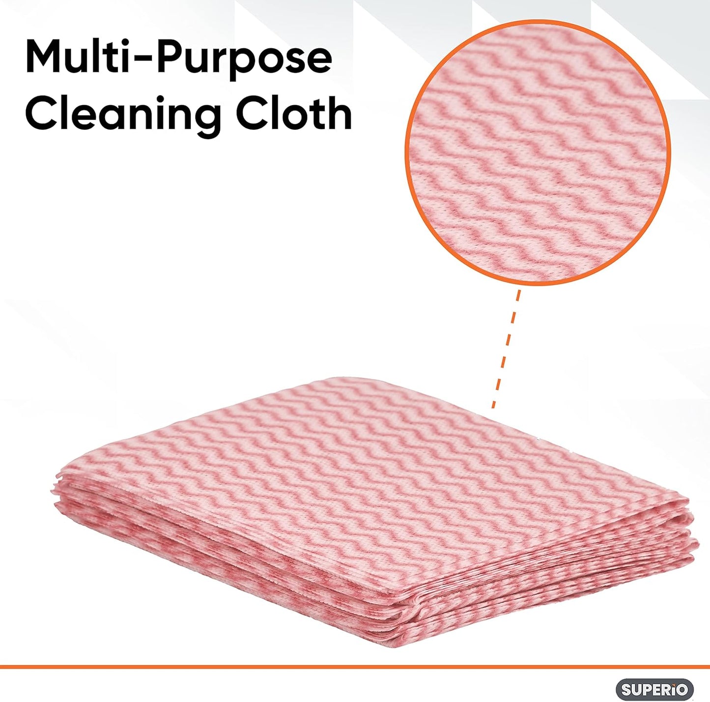 Superio Handy Wipes For Kitchen - Red Reusable Multi-Purpose Heavy-Duty Cleaning cloth for house, Bathroom, and office. Disposable Dish Towel (15)