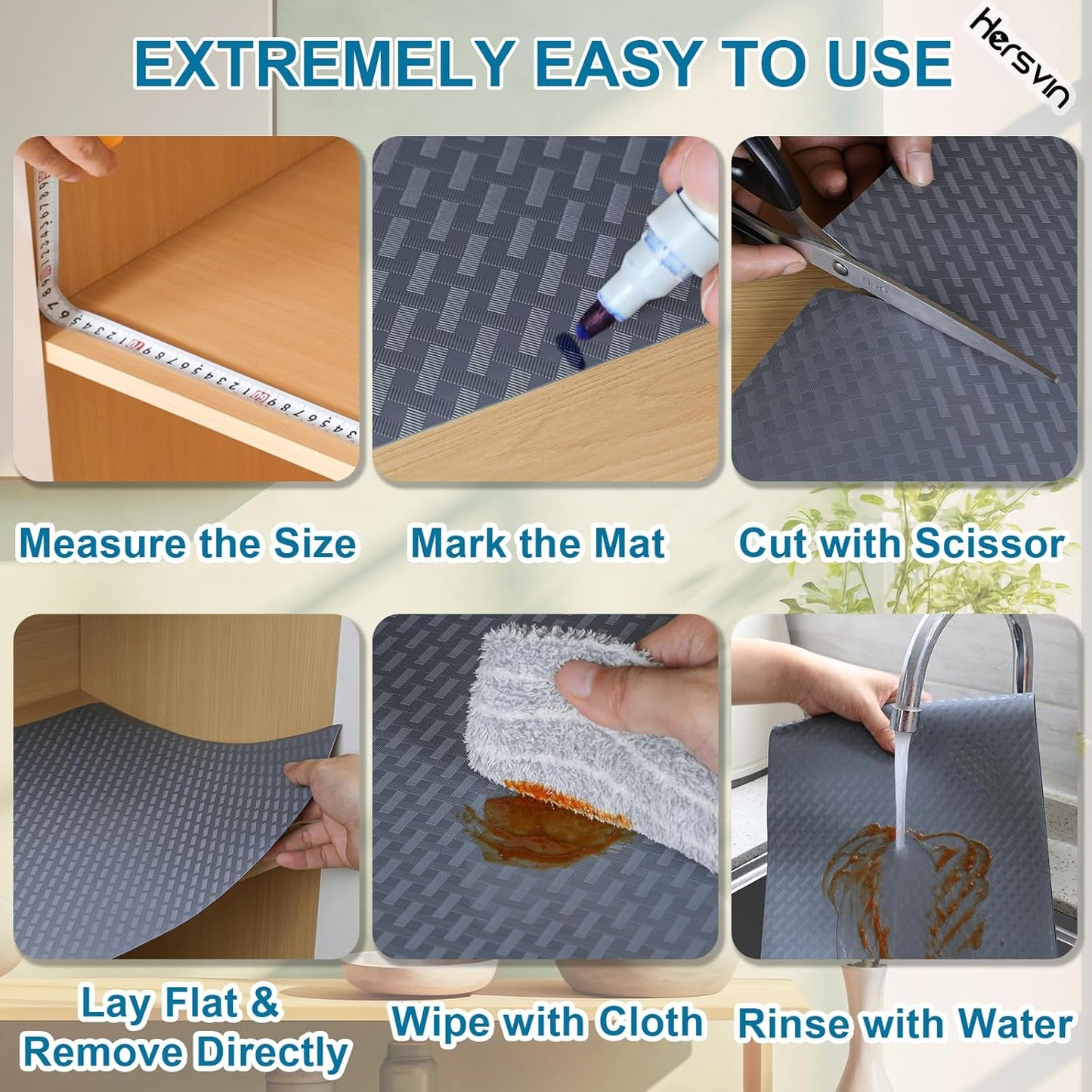 Shelf Liners 16 in x 20 ft EVA Drawer Mats, Non-Adhesive Cupboard Pad, Kitchen Cabinet Lining Fridge Cushion (Gray Crossed Stripe, 40.7x610cm)