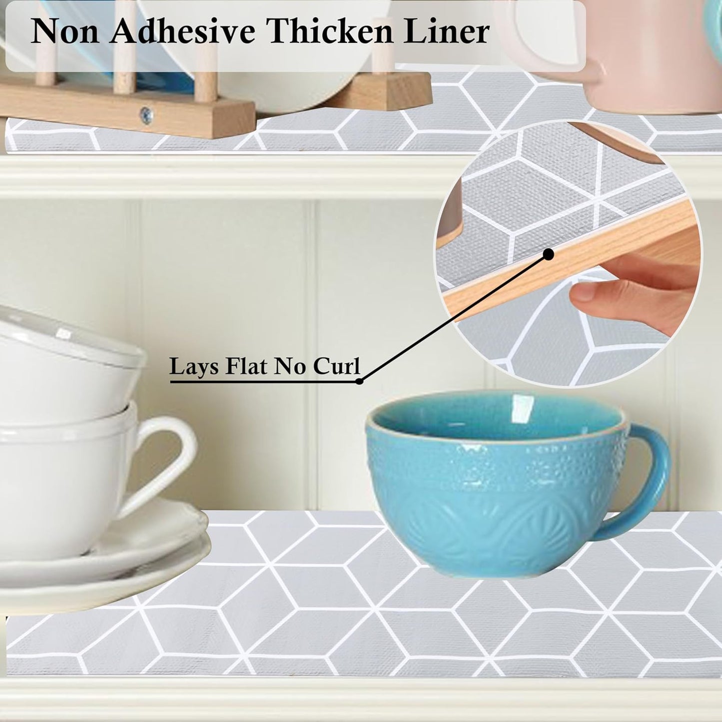 Shelf Liner 14 Inch Wide X 20 Ft Waterproof Cabinet Drawer Paper Mat Non Slip Pantry Cupboard Closet Liners Non Adhesive Liner for Kitchen Bathroom Dresser Refrigerator Under Sink