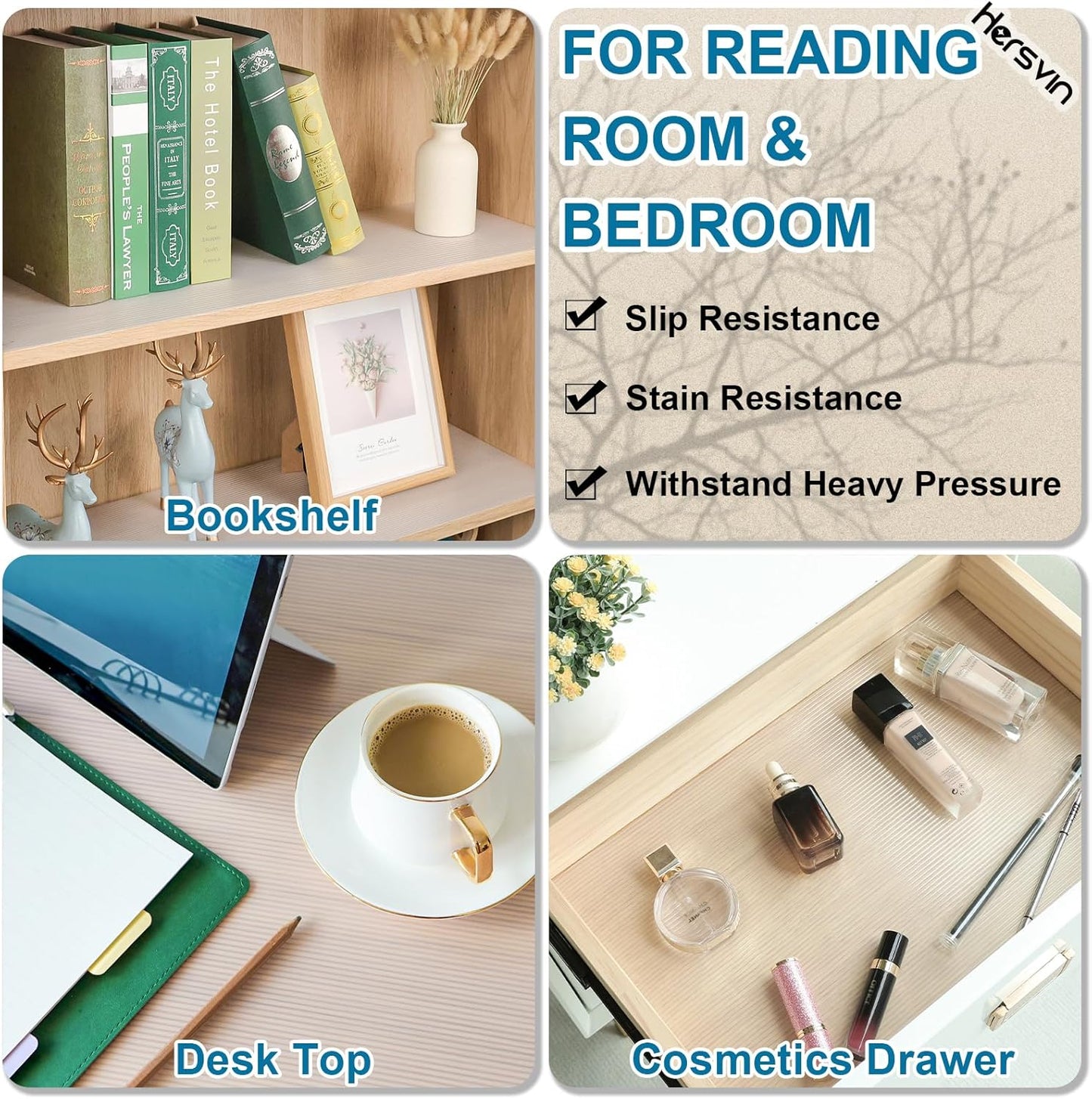 Shelf Liners 16 in x 20 ft EVA Drawer Mats, Non-Adhesive Cupboard Protector, Kitchen Cabinet Lining Fridge Liner (Clear Stripe, 40.7x610cm)