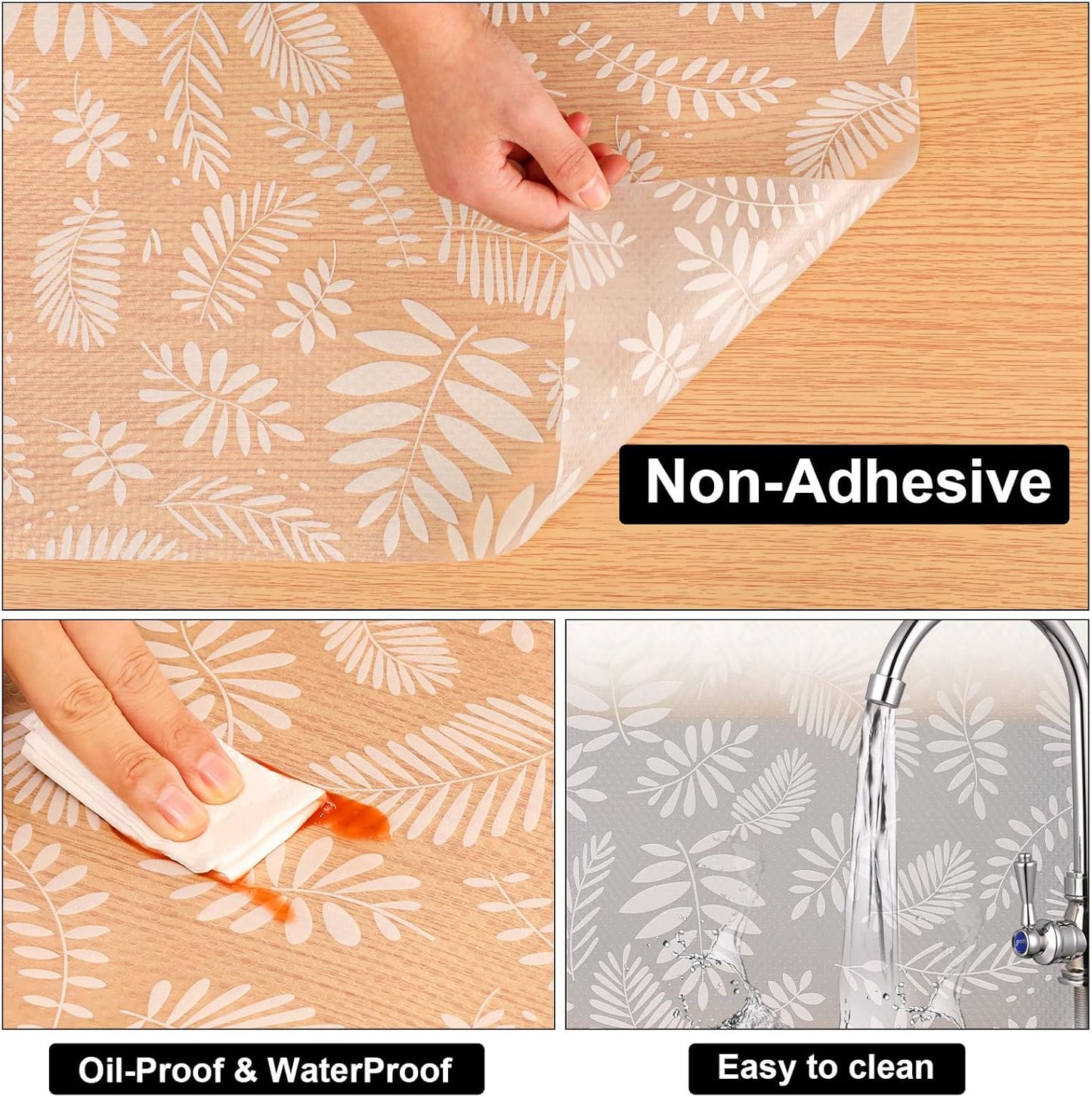 Cooyes Shelf Paper for Kitchen Cabinets Non Adhesive, Waterproof & Oil-Proof Kitchen Drawer Liner for Refrigerator Drawer Fridge Cupboard (23.6 Inch W x 354 Inch L)