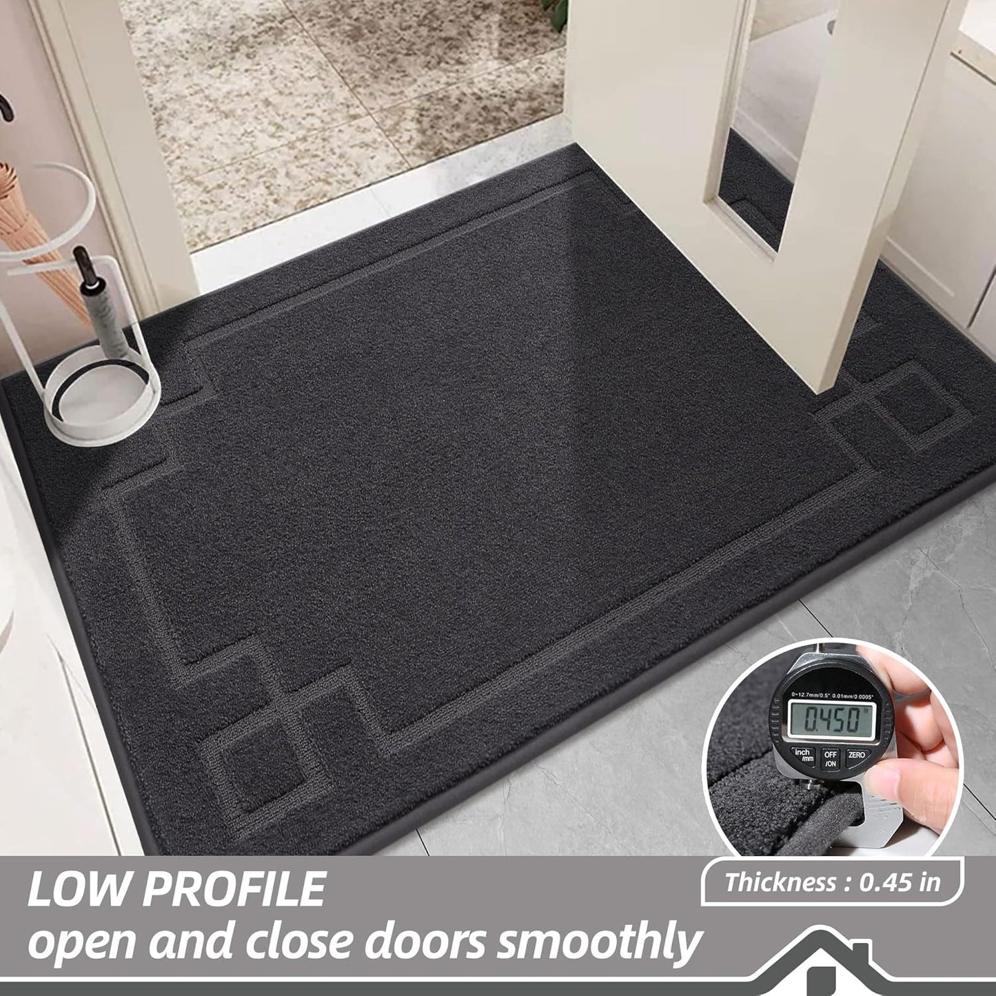 BEQHAUSE Door Mat 32" x 48", Non-Slip Door Mats Indoor Entryway Rugs Washable Low-Profile Absorbent and Stain Resist Floor Mats, Dog Door Mat for Front Back Door, Muddy Wet Shoes & Paws, Dark Grey