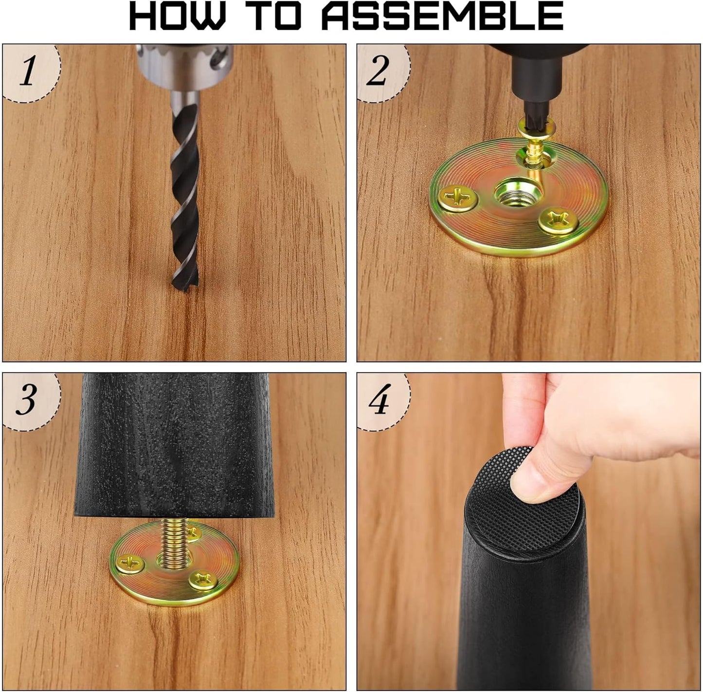 TURSTIN 8 Pack 6 Inch Plastic Furniture Legs with M8 T-Nuts Screws Tapered Sofa Couch and Chair Legs Replacement Furniture Legs for DIY Projects Sofas Coffee Tables Dressers Beds