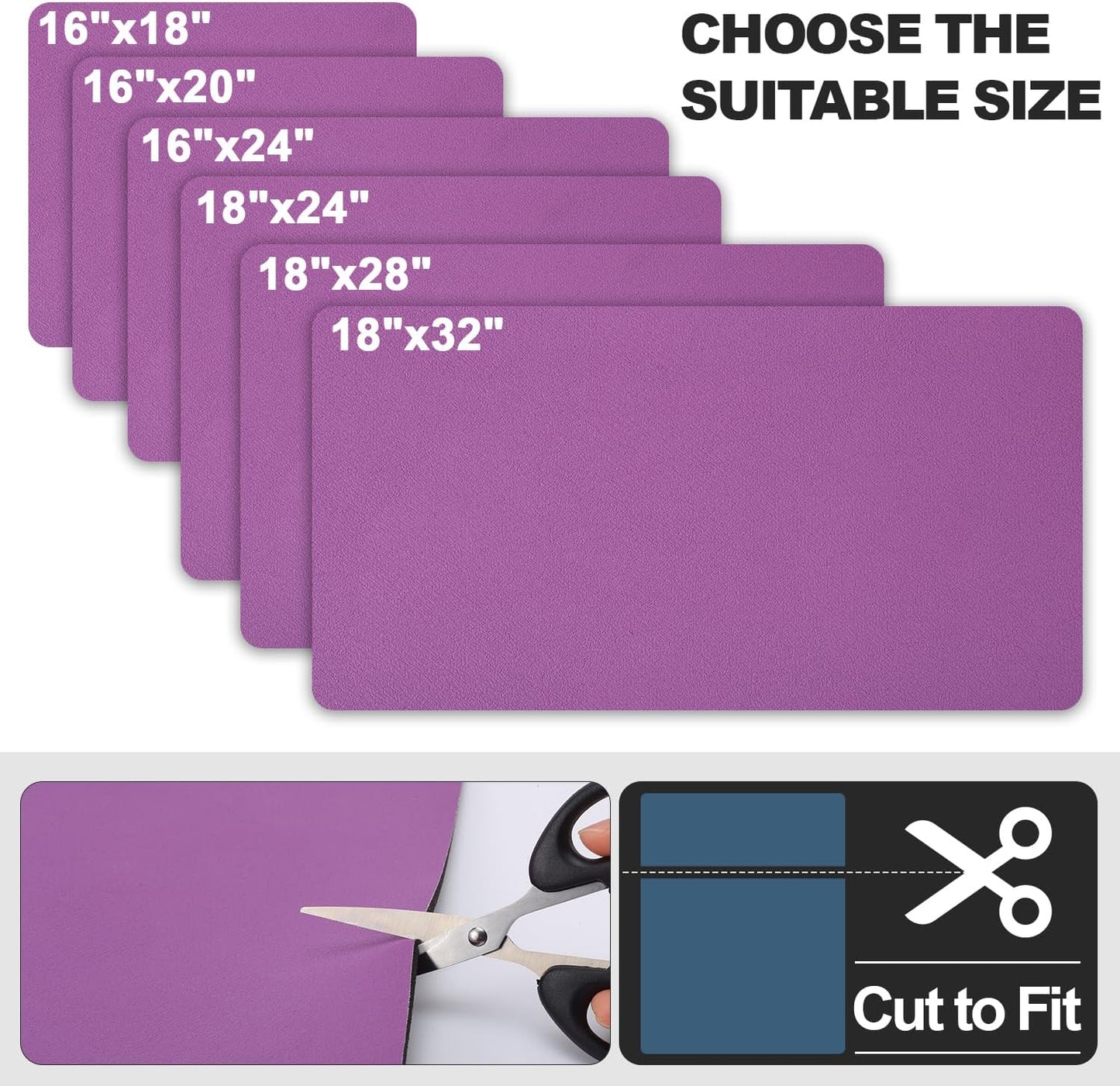 Dish Drying Mat for Kitchen Counter | Coffee Bar Mat for Countertops | Heat Resistant Drainer Mat with Non-slip Rubber Backed | Hide Stain Kitchen Absorbent Draining Mat | Purple 16"x24"