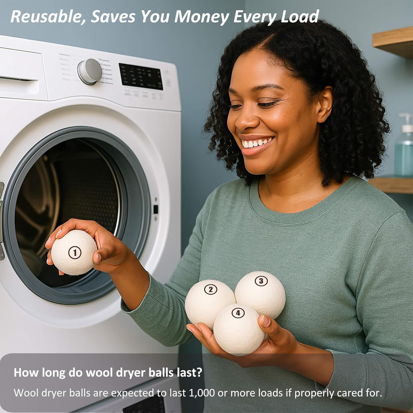 Sheep Wool Dryer Balls 12 Pack XXL(3.1") Premium Natural Fabric Softener, Reusable Laundry Dryer Balls for Reducing Drying Time, Static and Wrinkles, Eco-Friendly – 100% New Zealand Wool