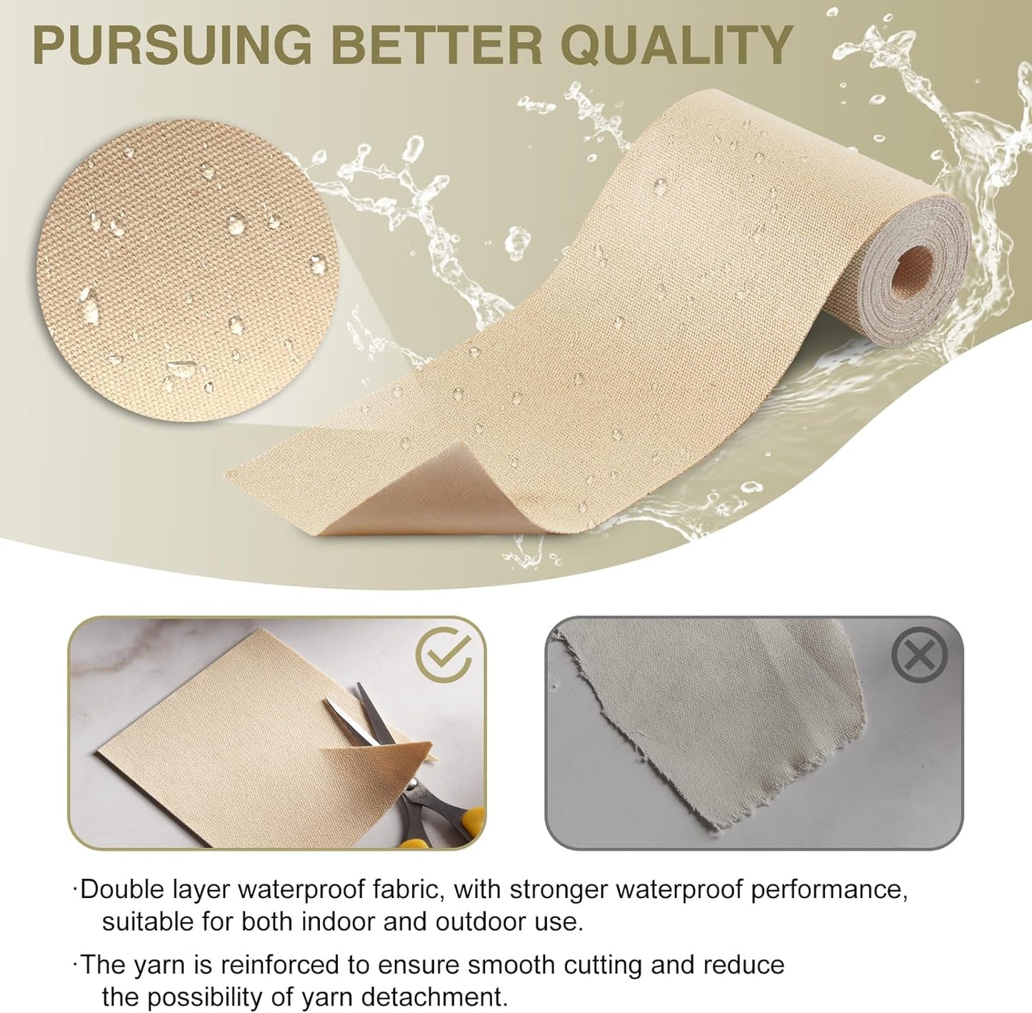 Canvas Repair Tape 4×70 Inch Waterproof Self-Adhesive Fabric Repair Patch for Repairing Boat Covers,Tents,Patio Umbrellas,Car Seats,Luggage,Sofas.(Brown)