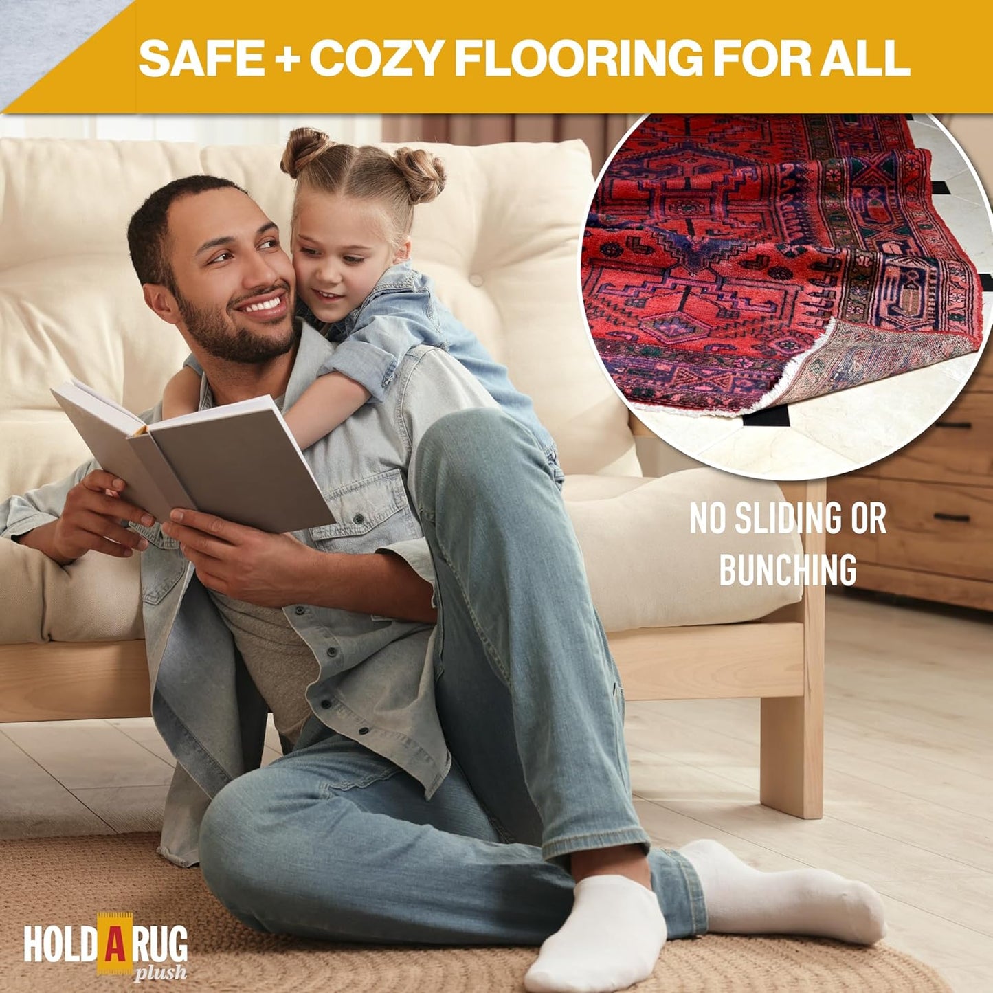 Hold-a-Rug Plush 8' x 10' Nonskid, Nonslip Rug Pad, Reversible Gripper, ¼ Thick, Safe for All Floors and Carpet, Keep Area Rugs Secure