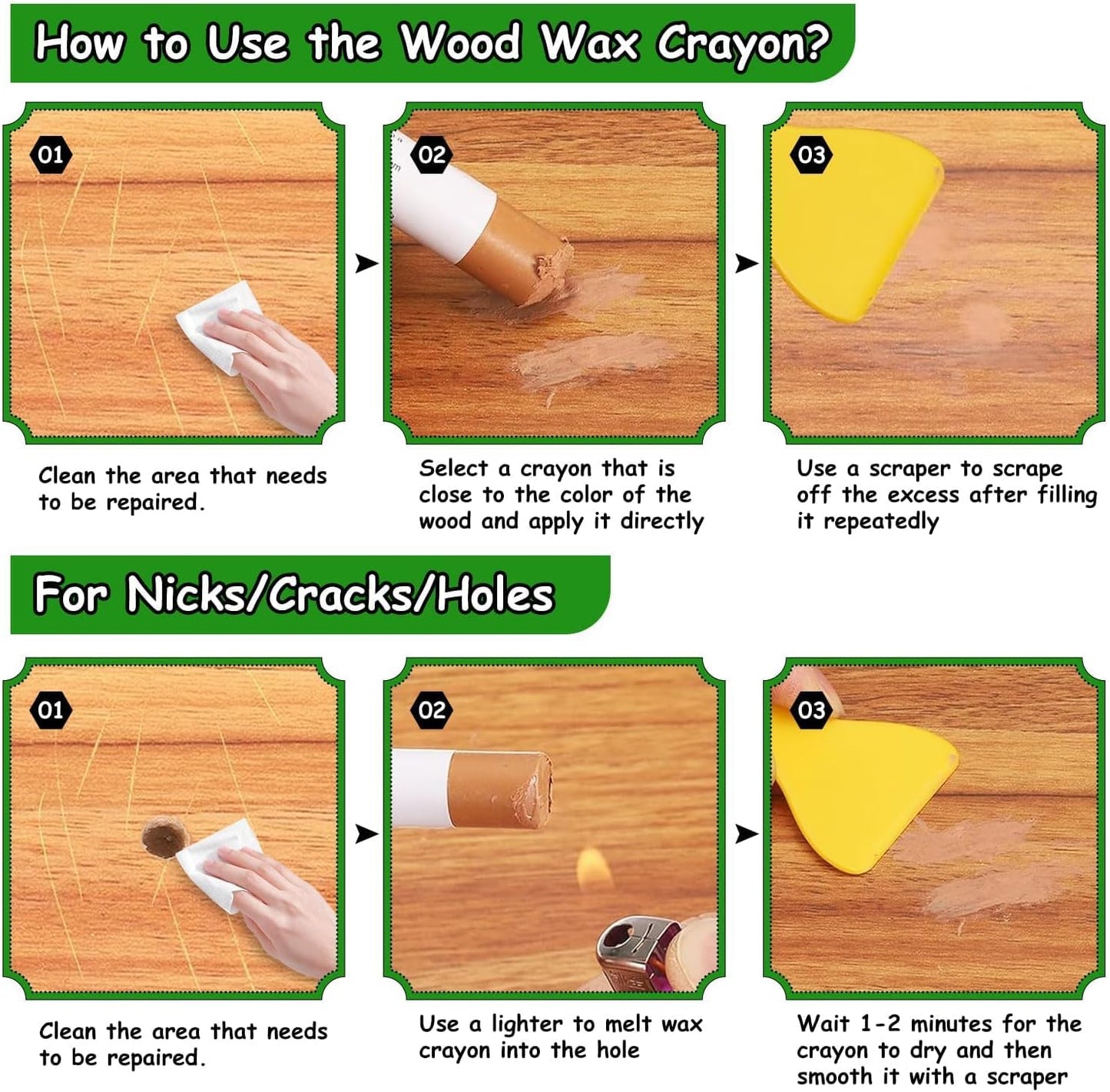 Furniture Markers Touch Up, 20 Colors Wood Filler Sticks, Wood Wax Crayons for Repairing Scratches, Scuffs, Cracks, Holes on Furniture, Floors, Cabinets, Tables, and Doors - Red Series