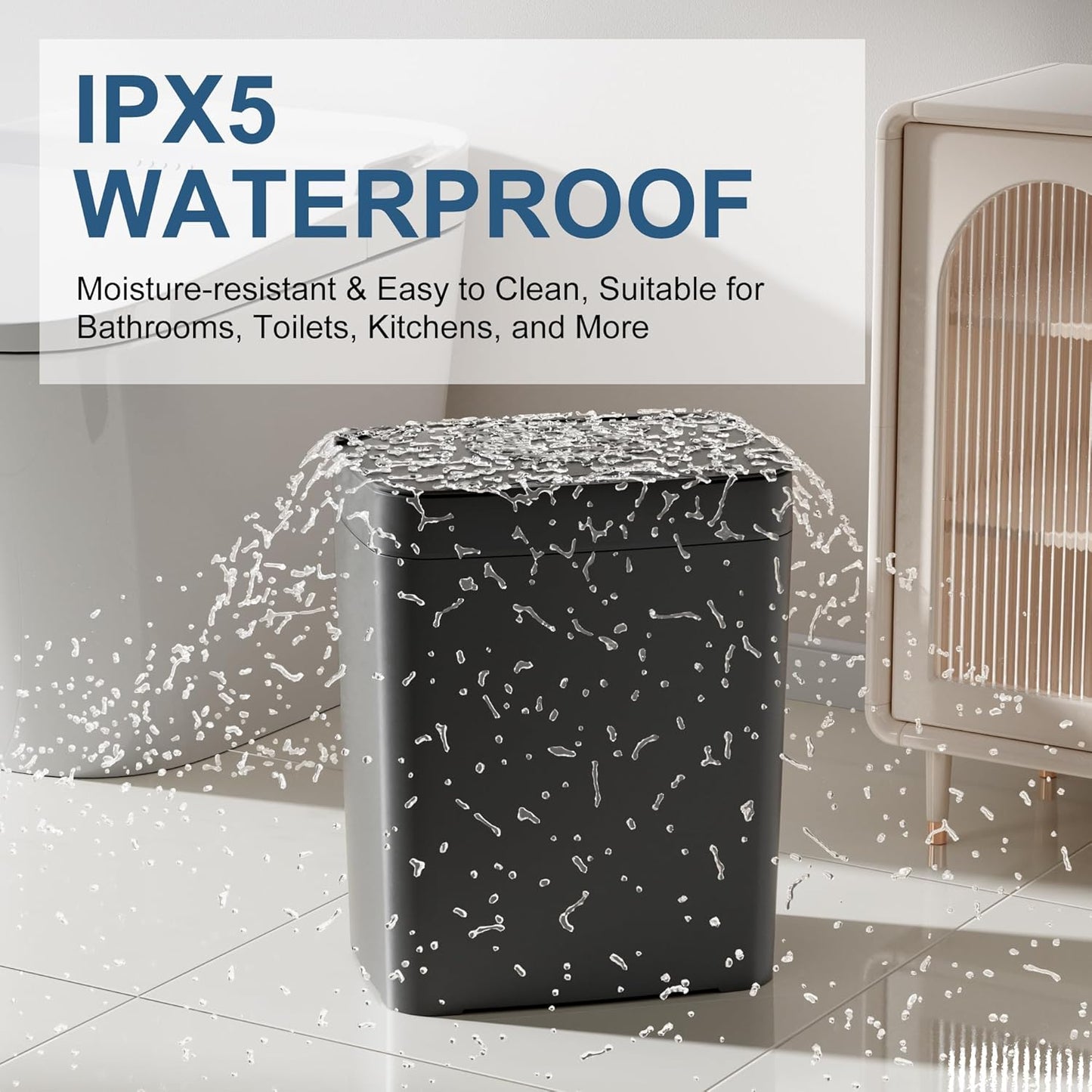 2 Pack 2.7 Gal Bathroom Trash Can with Lid, Automatic Trash Can Small Smart Garbage Can Touchless, Slim Motion Sensor Waterproof Plastic Trash Bins for Bedroom Office Kitchen Toilet Black