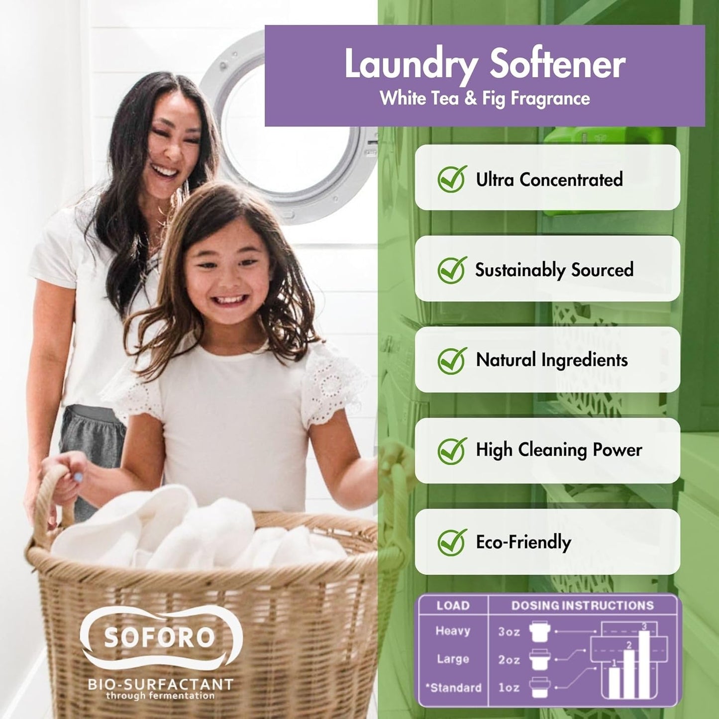 Happy Elephant Liquid Laundry Bundle, White Tea & Fig Scent, Natural Laundry Detergent & Fabric Softener, Plant Based, Stain Remover & Fabric Conditioner, Gentle on Skin, 64 Fl Oz Each, 2 Pack