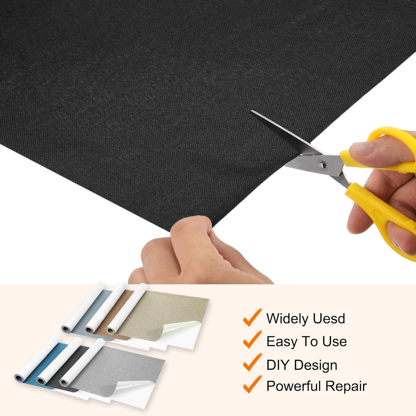 Repair Patches Repair Tape Self-Adhesive DIY Repair Patch Linen Gear Patch for Sofa, Furniture, Chair, Clothing,Tents,35x79 Inch,Black