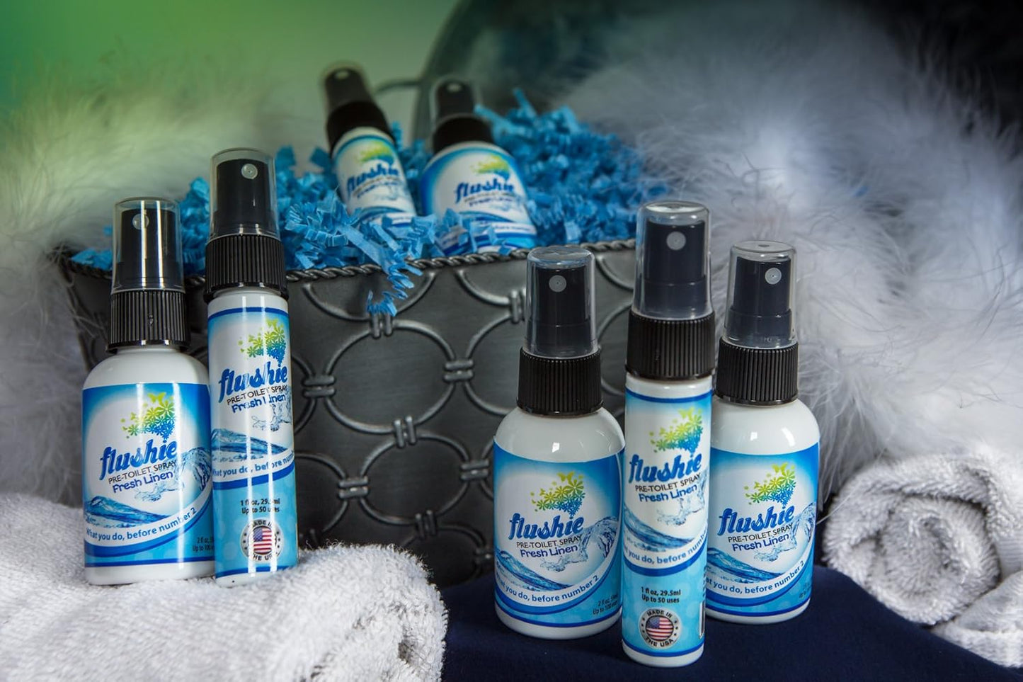 Flushie Pre-Toilet Spray: Travel Size Bathroom Spray for Toilet Deodorizer (4oz - Linen, 3 Pack)