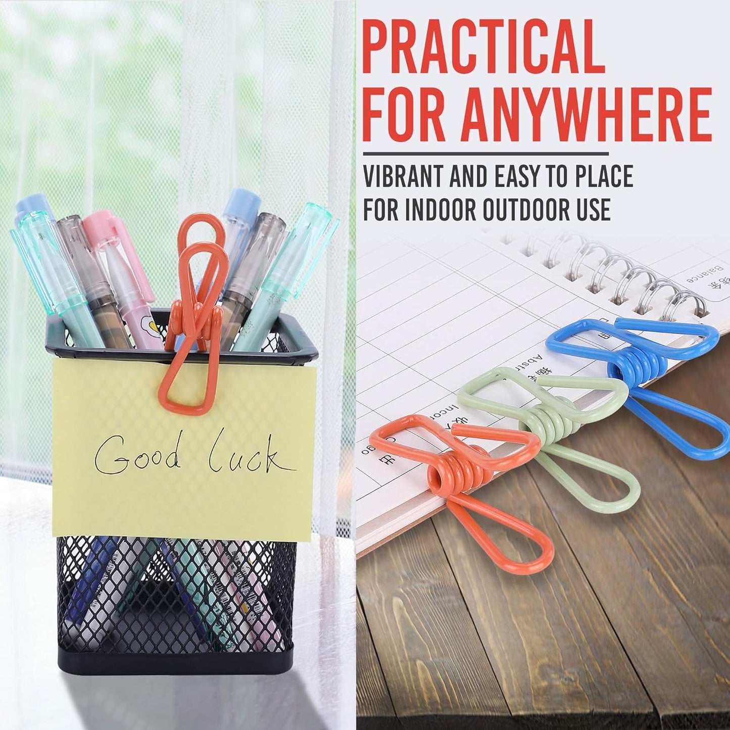 Riveda 30 Pack Assorted Chip Bag Clips Utility - PVC 2 Inch Coated Colorful Sealer for Sealing Food - Paper Holder, Clothesline Clip for Laundry Hanging, Kitchen Bags, Multipurpose Clothes Pins