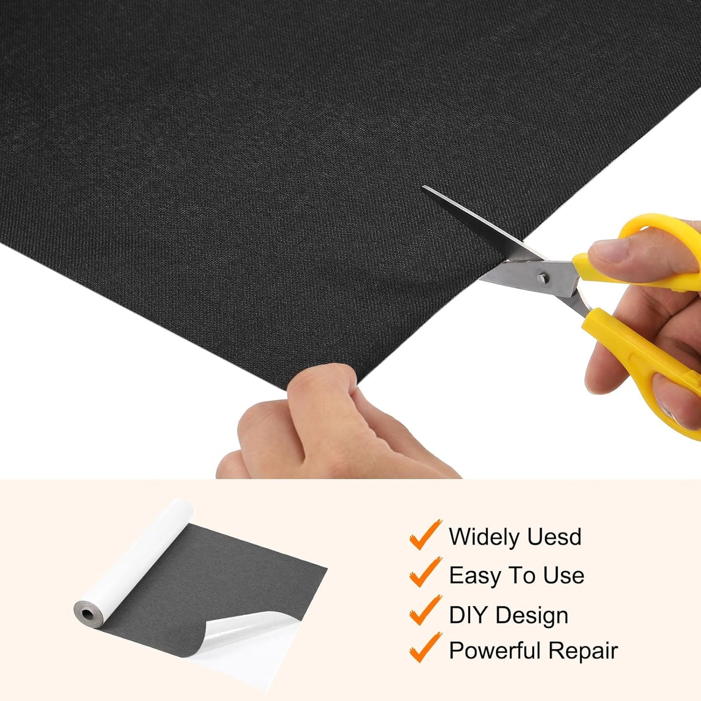 Repair Patches Repair Tape Self-Adhesive DIY Repair Patch Linen Gear Patch for Sofa, Furniture, Chair, Clothing,Tents,17x158 Inch,Dark Grey