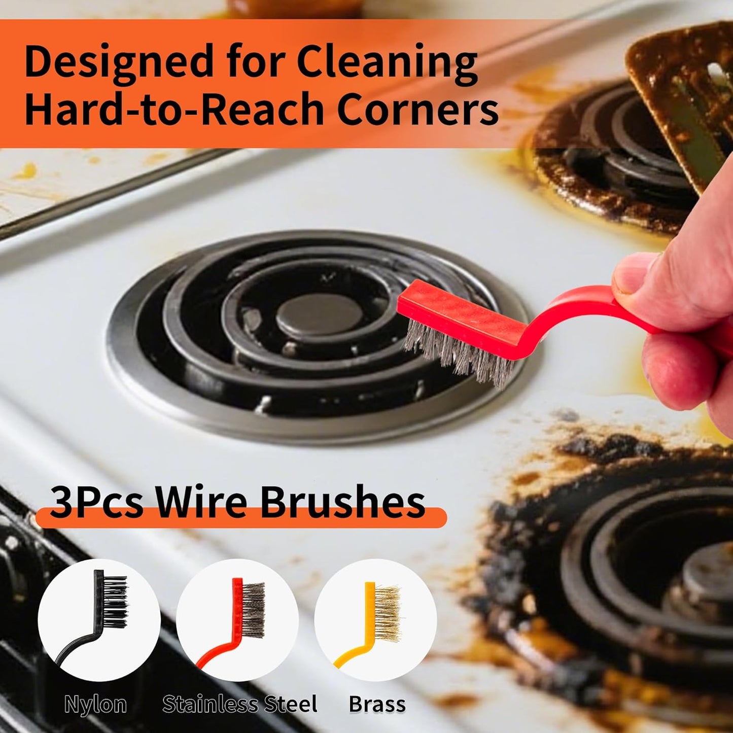 Razor Blade Scraper Tool,2 Pack Razor Scrapers with Extra 50Pcs Blades and 3pcs Wire Brushes Set,Glass Top Stove Scraper,Scraper Tool,Paint Scraper,Glass Scraper,Cleaning Tools for Oven, Cooktop