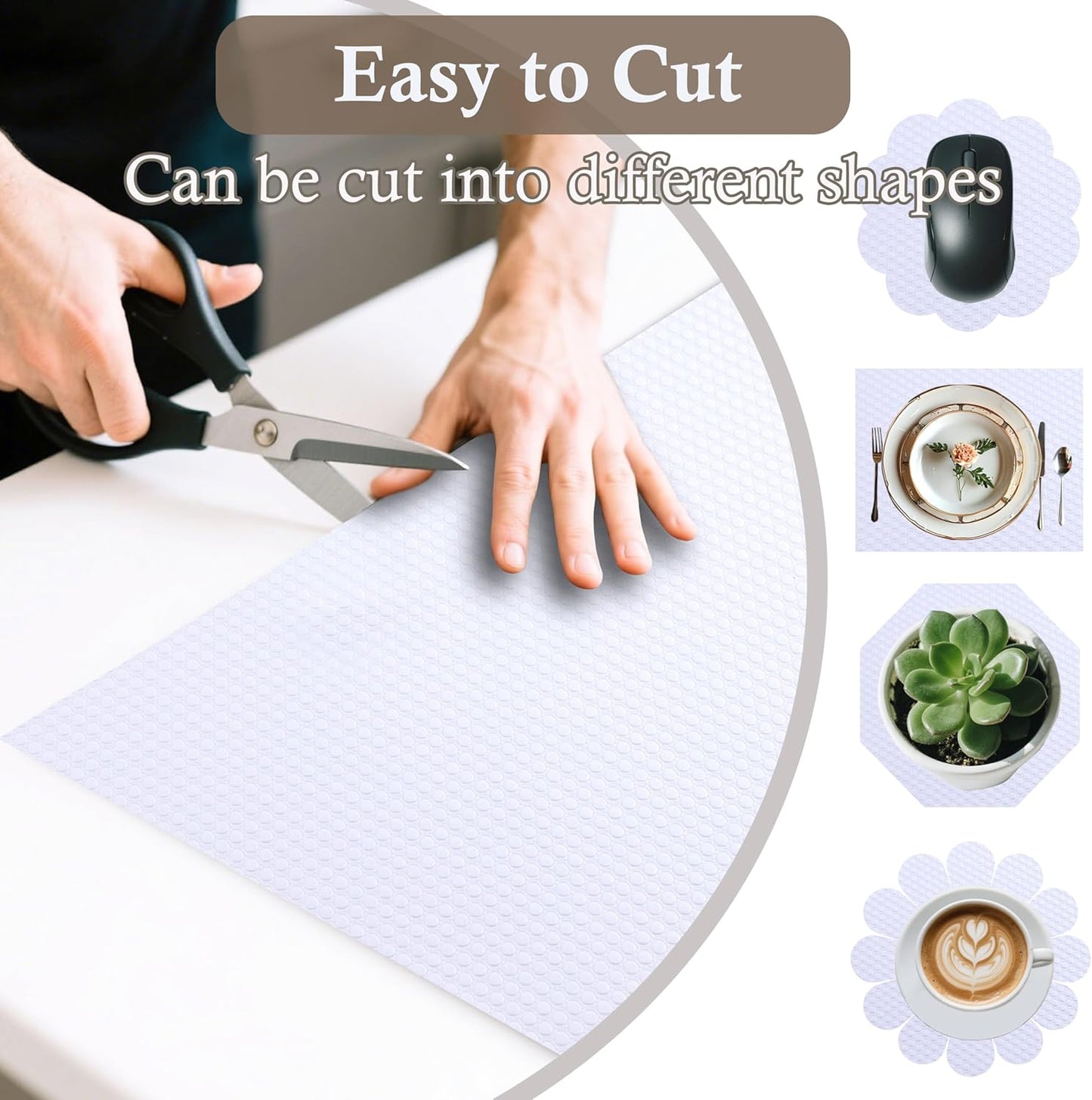 Shelf Liner Non-Slip 10 Inch Wide X 20 Ft Kitchen Cabinet Drawer Liners Waterproof & Oil-Proof Drawer Liners for Cupboard Pantry Non Adhesive Refrigerator Shelf Liner Strong Grip Cabinet Mat (White)