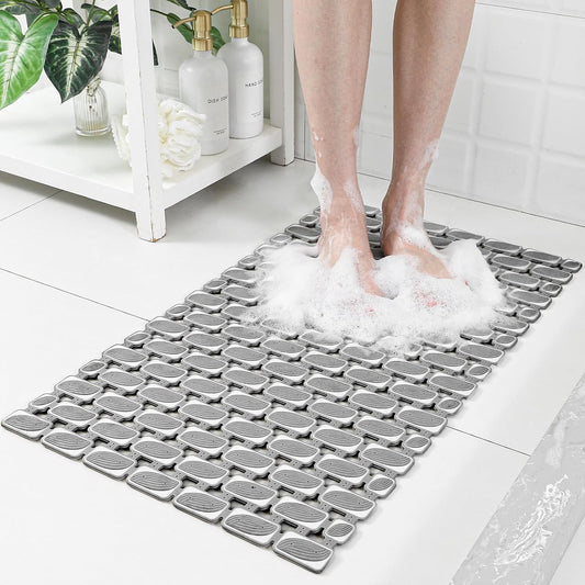 Bath Mat for Tub Non Slip Shower Mat for Elderly - 27 x 16 Inch Soft Durable Bathtub Mat Non Slip Shower Mat for Inside Shower with Suction Cups & Drain Holes, Machine Washable Easy to Cut, Dark Grey