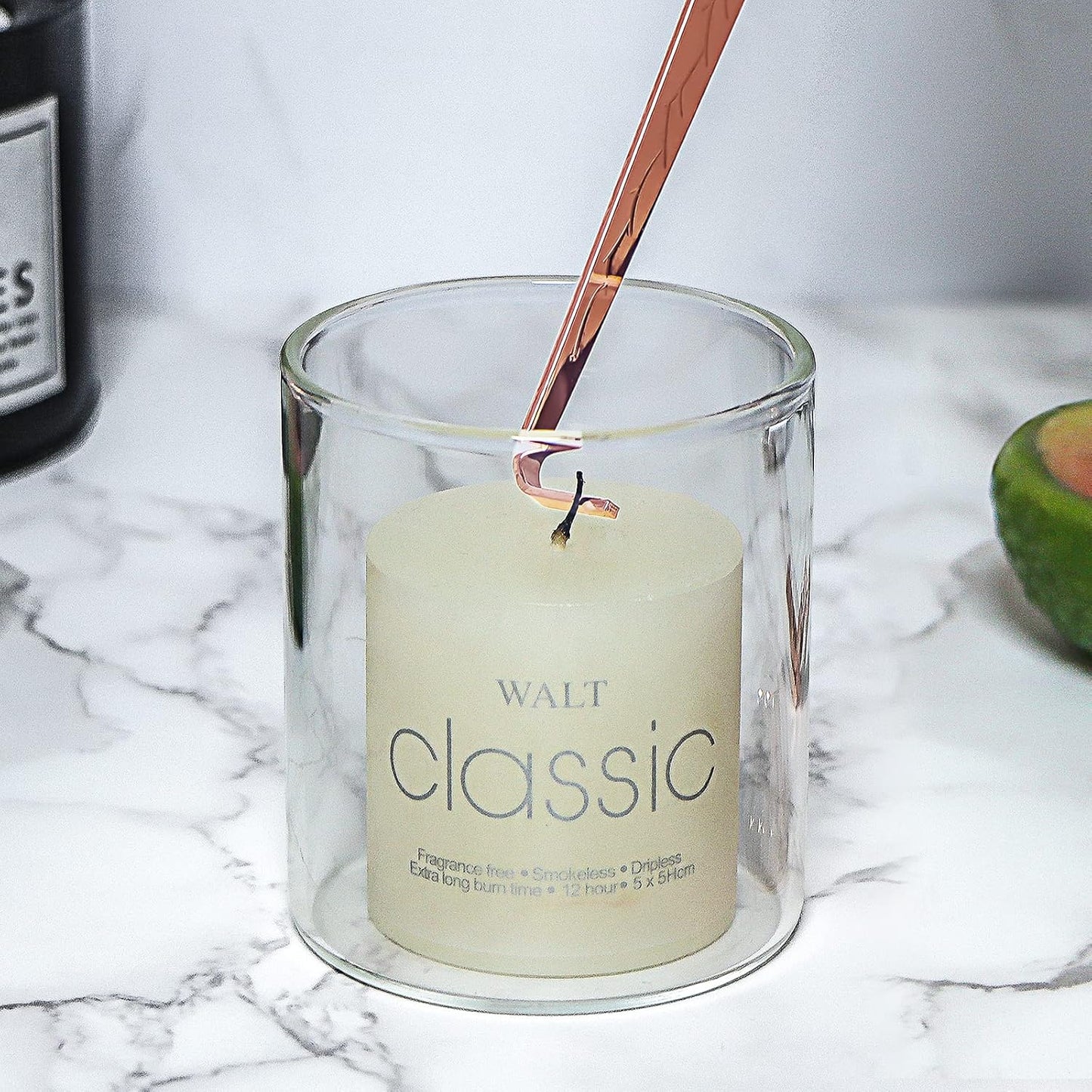 Lsnisni 4 in 1 Champagne Gold Candle Accessory Set with Candle Storage Tray Plate, Wick Trimmer Cutter, Candle Snuffer and Candle Wick Dipper, Steel Candle Care Kit with Gift Package for Candle Lover