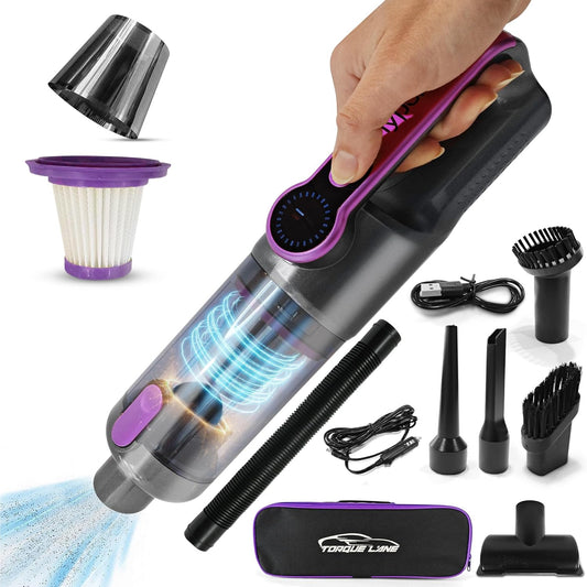 Car Vaccum Cleaner - 2 in 1 Handheld dustbuster, High Power, Portable, Cordless & Corded + Blower with 18500Pa Suction - Fast USB-C Rechargeable Hand Vacuum for Home, Office, Pets & Auto Detailing