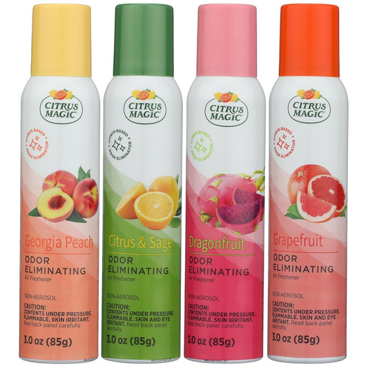 Citrus Magic Odor Eliminating Air Freshener Spray, Assorted Fragrances - Georgia Peach, Dragonfruit, Citrus and Sage, Grapefruit