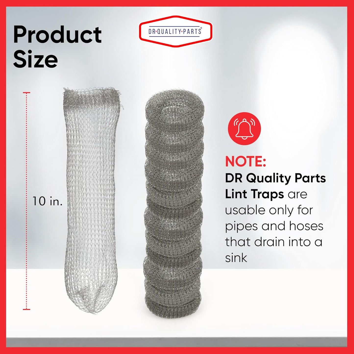 Washing Machine Lint Trap – Stainless Steel Hose Filter, Mesh Drain Catcher, Washer Sock Lint Remover, Rust-Free Snare Laundry Filter with Nylon Cable Ties, 29cmx6.5cm – 50-Pack