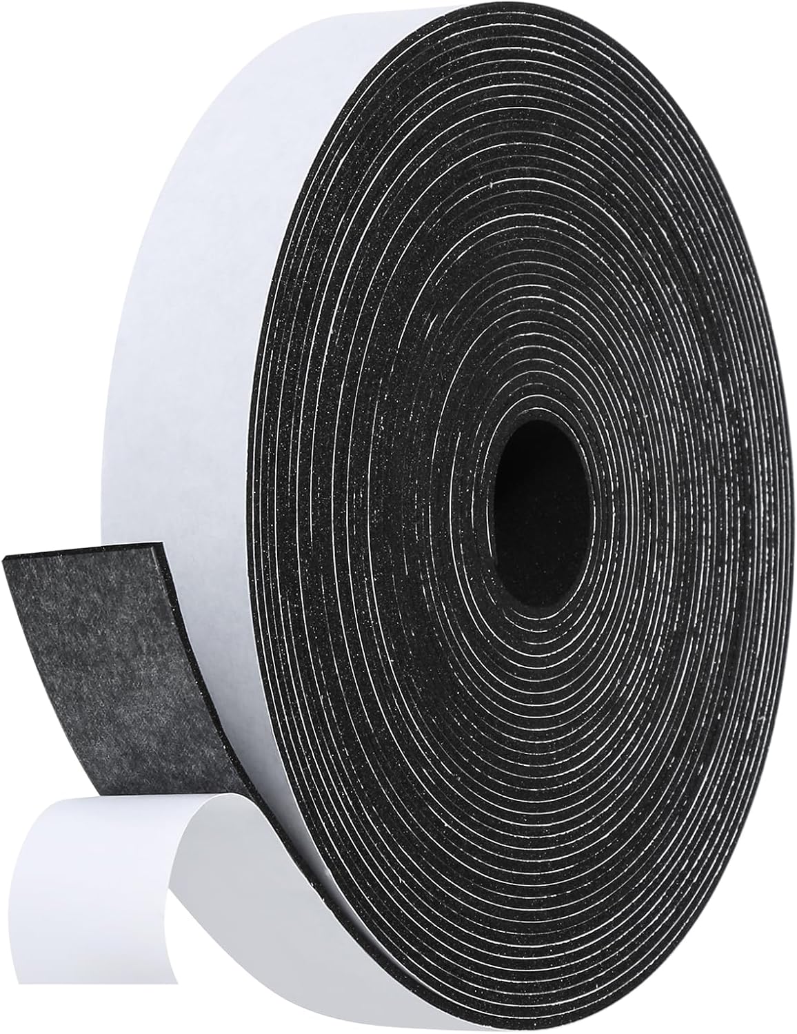 Weather Stripping Door Seal Strip- 1 Inch X 1/16 Inch X 32Feet, Strong Adhesive, Lightproof, Soundproof, Weatherproof Foam Tape Insulation for Sliding Door, Front Door Frame, Windows- Black