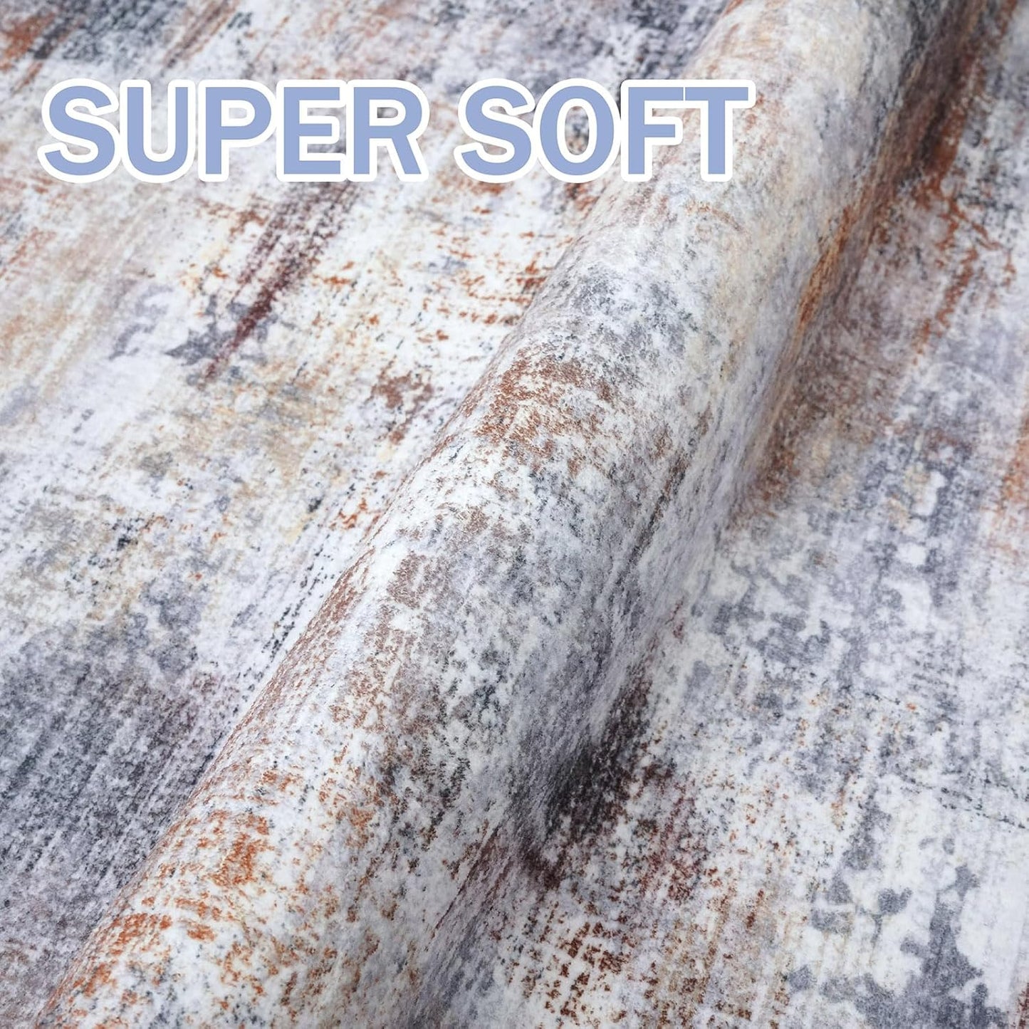 IOHOUZE Abstract Runner Rug 3x8 Ft Washable Runners for Hallways, Non Slip Kitchen Runner Printed Faux Wool Entryway Runner Indoor, Modern Abstract Floor Carpet for Hall Bedroom, Orange Grey