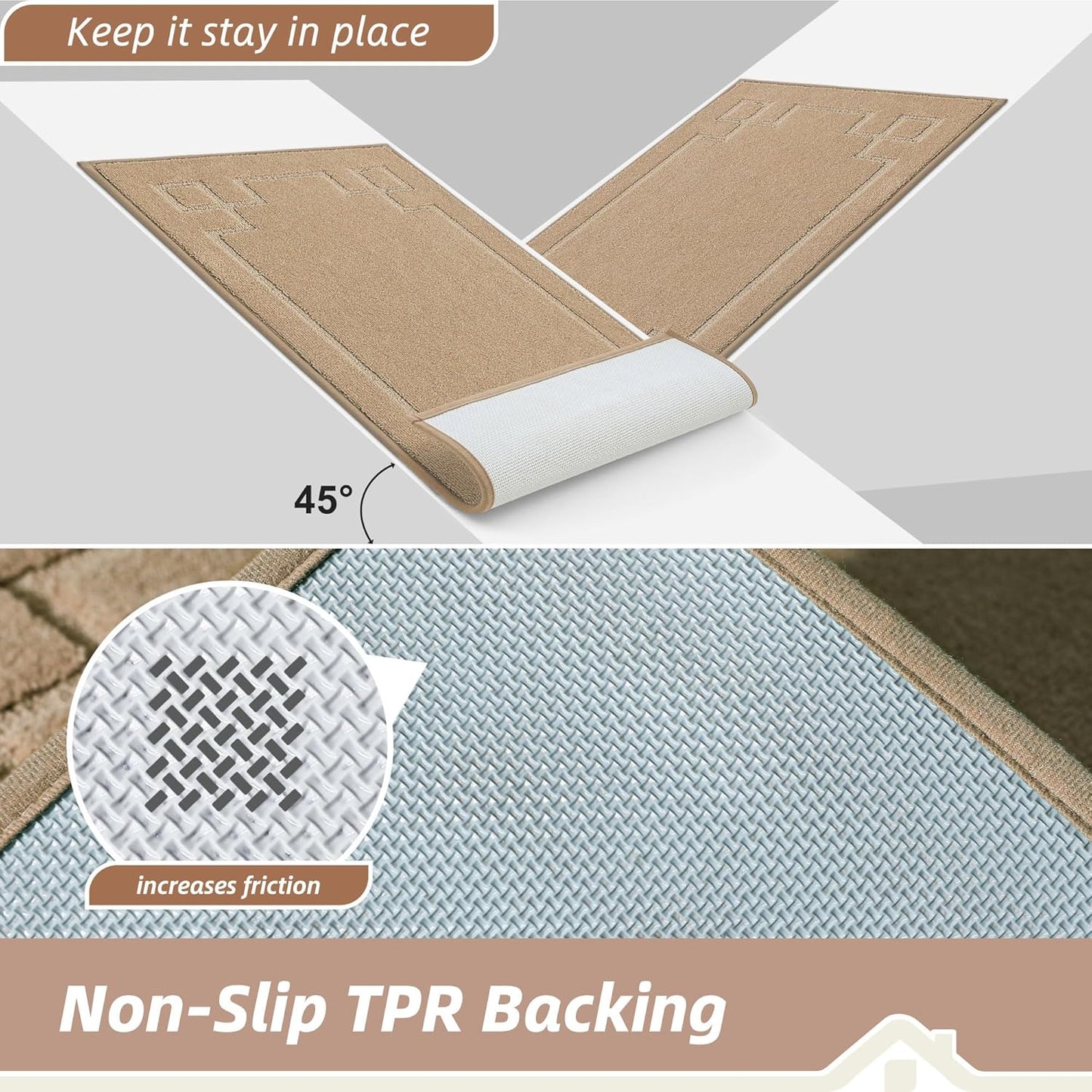 BEQHAUSE Door Mat 24" x 36", Non-Slip Door Mats Indoor Entryway Rugs Washable Low-Profile Absorbent and Stain Resist Floor Mats, Dog Door Mat for Front Back Door, Muddy Wet Shoes & Paws, Beige