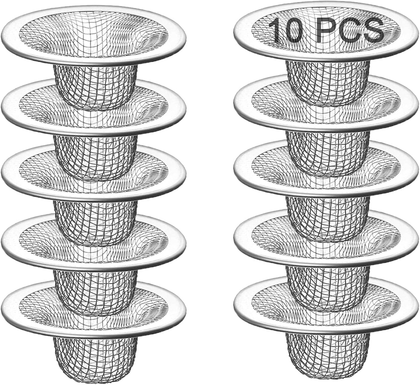 10PCS Mesh Sink Drain Strainer Hair Catcher, 2.125'' Stainless Steel Slop Basket Filter Trap, Bathtub Sink Drain Screen Filter Cover Mesh Bathroom Bathtub RV Laundry Lavatory Balcony Utility