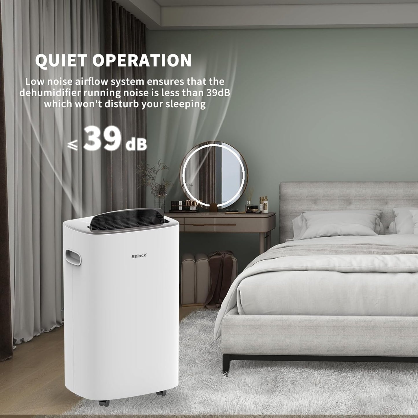 Shinco 86 Pints Dehumidifier for Home and Basements, 5000 Sq.Ft Dehumidifiers with Drain Hose, Auto or Manual Drainage, Auto Defrost, Quietly Remove Moisture, Intelligent Humidity Control, 24HR Timer