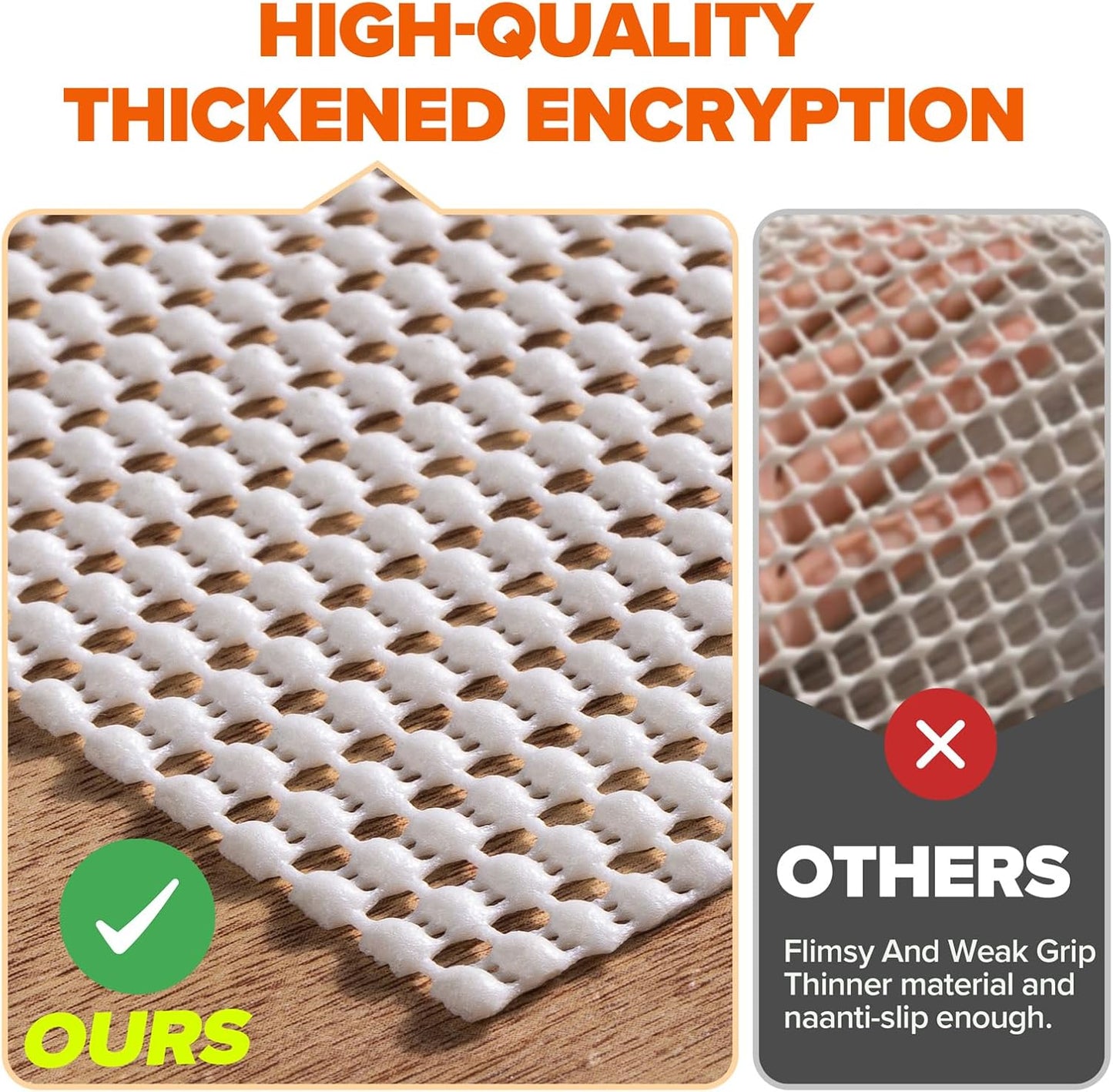 Non-Slip Rug Pad Gripper 8x10 Feet, Anti Skid Mat for Under Area Rugs, Keeps Rugs in Position and Safe, Thick Cushioned Carpet Pad for Hardwood Floors Protection