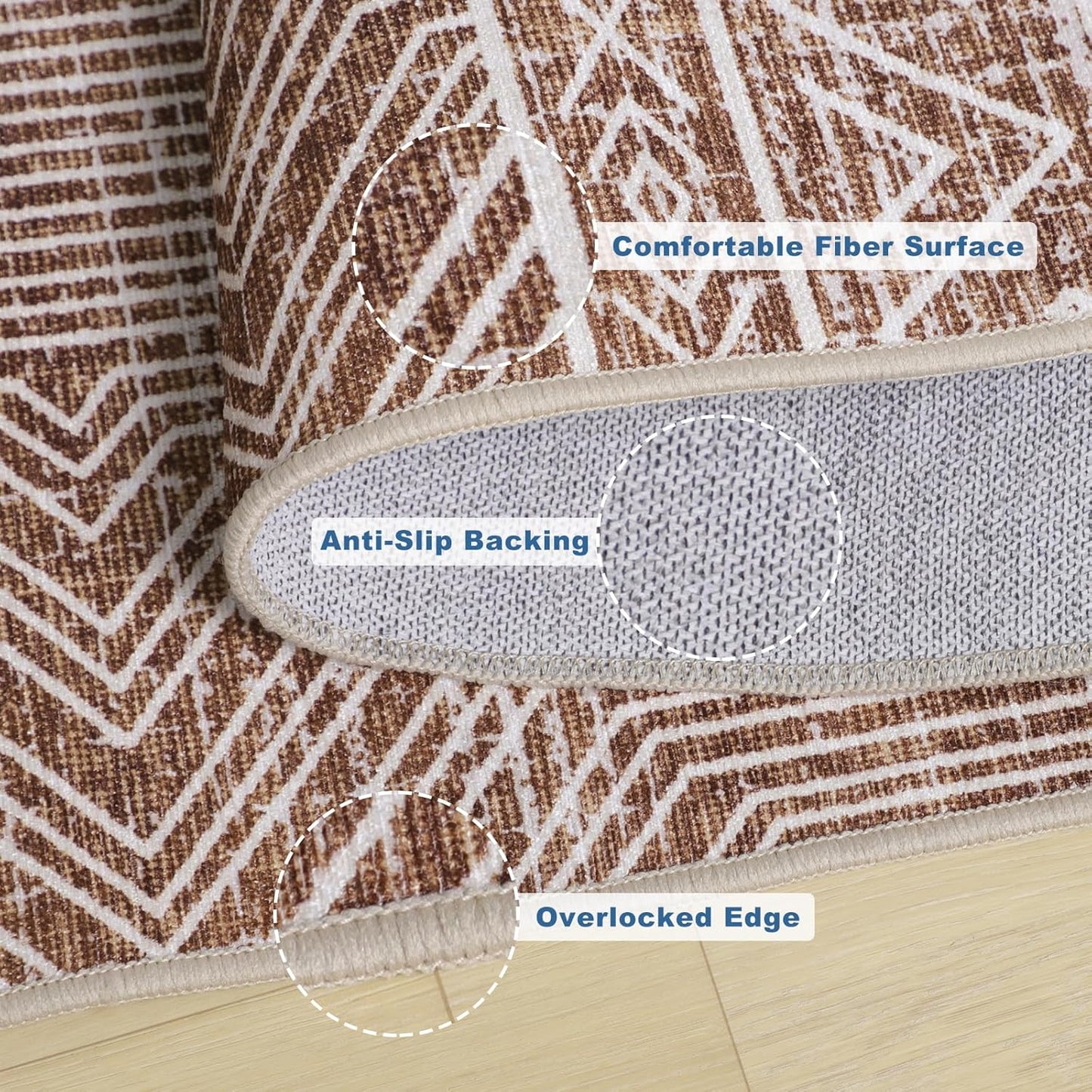 Office Chair Mat for Hardwood & Tile Floor, 36" × 48" Desk Chair Mat for Rolling Chairs, Anti-Slip Under Desk Rug Floor Protector for Home Office, Washable Area Rug for Living Room, Brown