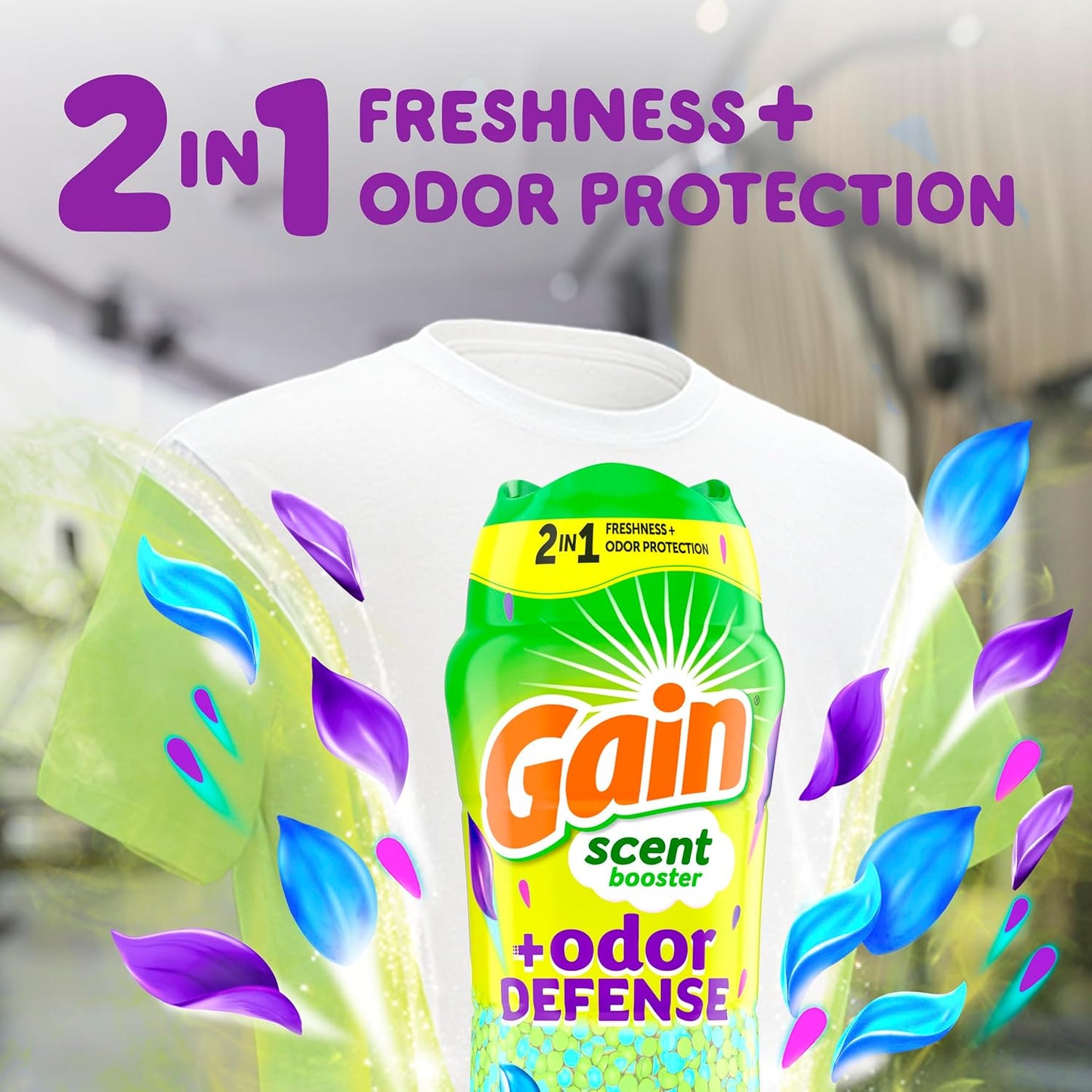 Gain Odor Defense In-wash Scent Booster, Super Fresh Blast scent, 21.1 OZ, 2 in 1 Freshness plus Odor Protection, laundry scent beads