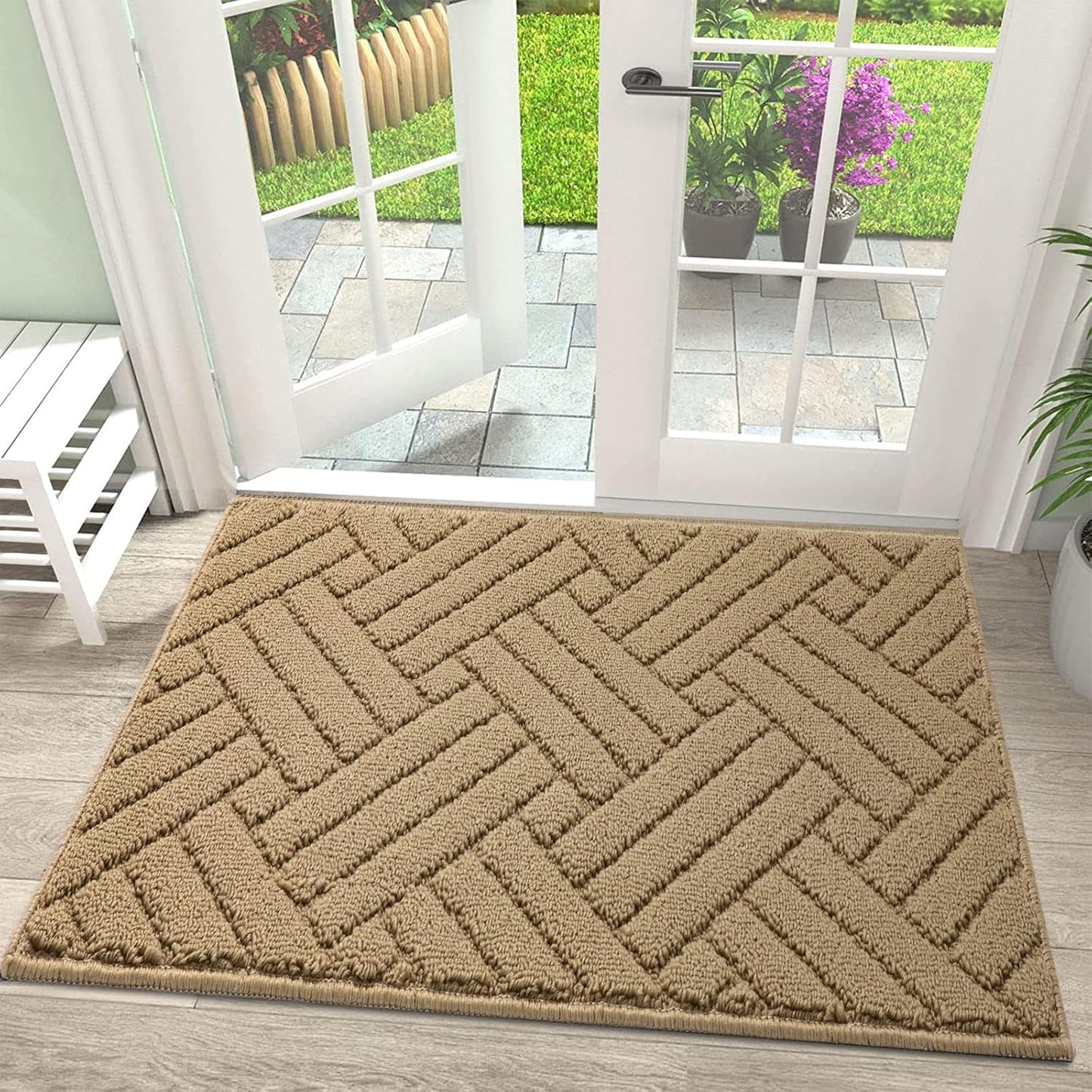Door Mat Indoor Doormat, Entryway Rug Door Mats Non-Slip Rubber Backing, Low-Profile Entrance Rugs, Absorbent Resist Dirt Doormats Inside Floor Door mat for Entryway,20" x31.5 Brown