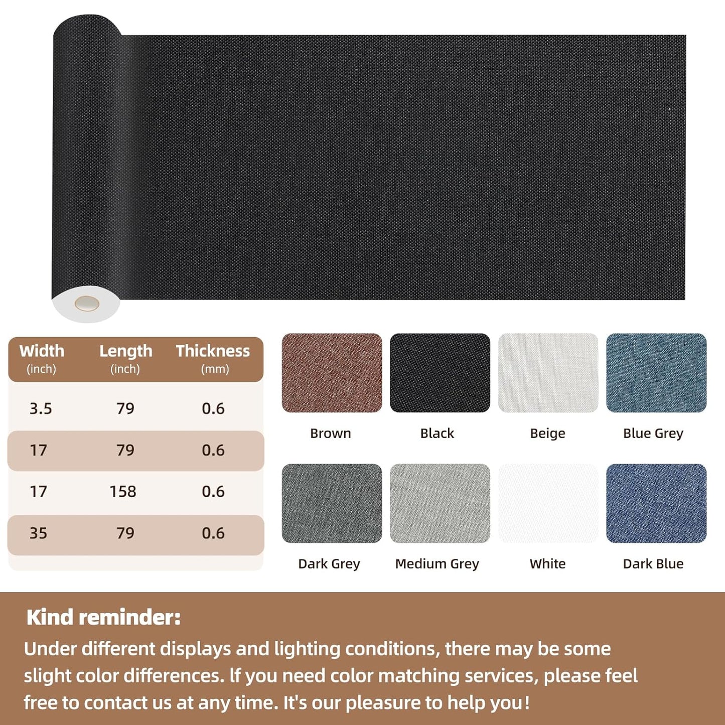 Fabric Repair Patch, Fabric Large Repair Tape, Self-Adhesive Patches for Furniture, Sofa, Car Interior, Shoes, Hand Bag, Clothing (Grey, 3.5X79 Inch)