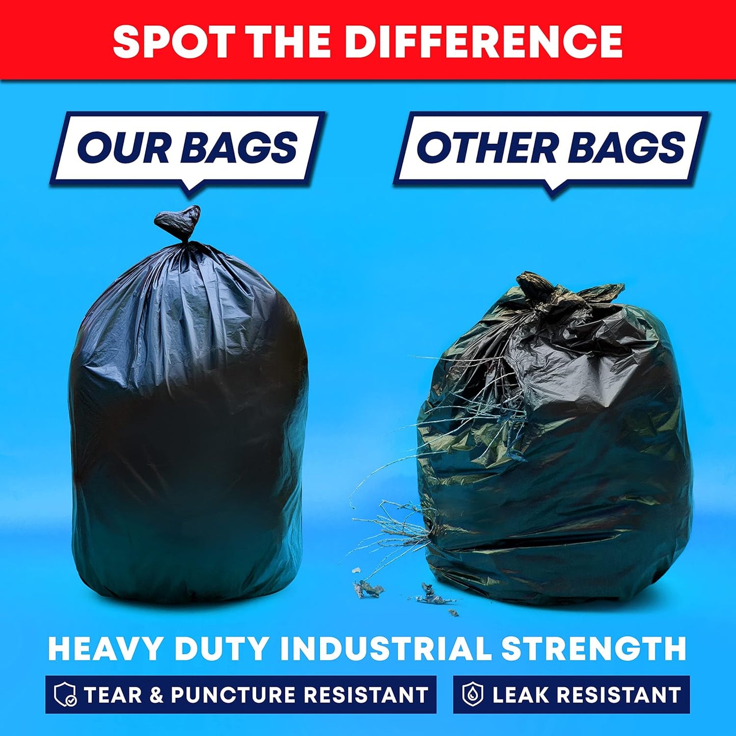 Veska 33 Gallon Trash Bags, (Huge 100 Bags w/Ties) Large Black Garbage Bags 30 Gallon, 32 Gallon, 35 Gallon Trash Can Liners