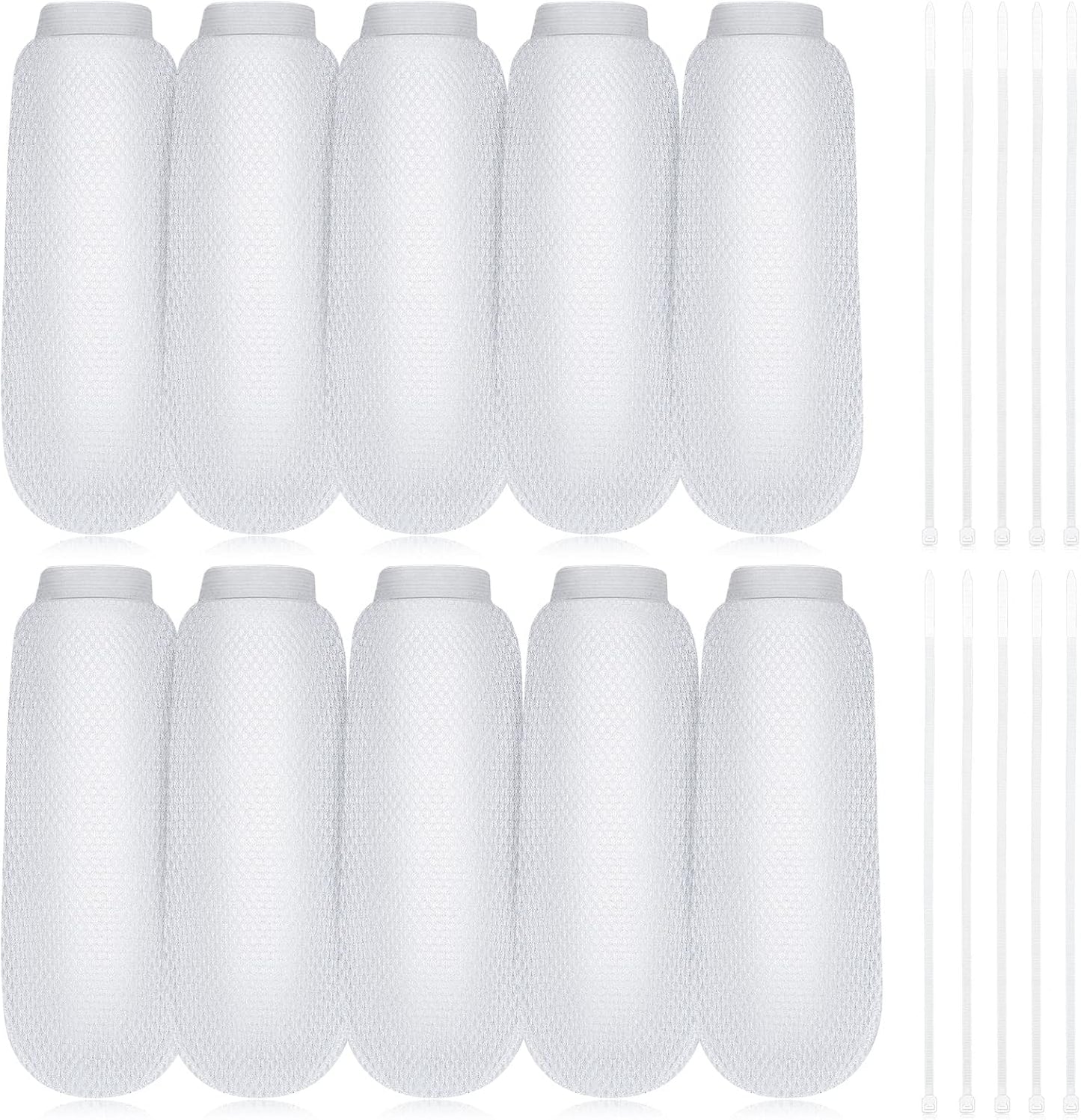 LEIFIDE 10 Pieces Lint Traps for Washing Machine Hose and Cable Ties Set Laundry Lint Catcher Nylon Mesh Trap for Washer Hose Fits Most Washing Machines, White