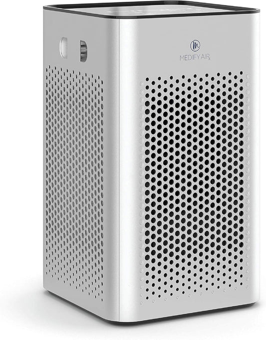 Medify MA-25 Air Purifier with True HEPA H13 Filter | 825 ft² Coverage in 1hr for Allergens, Smoke, Wildfires, Odors, Pollen, Pet Dander | Removal to 0.1 Microns | Silver, 1-Pack