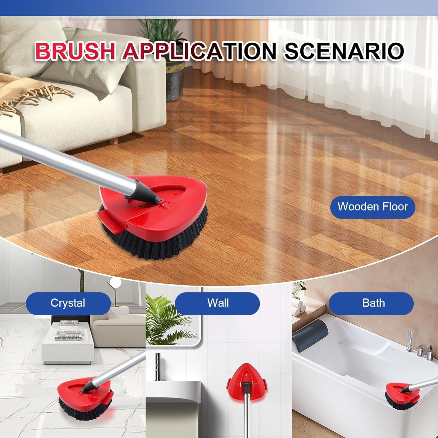 Upgraded Scrub Brush Compatible with O-Cedar EasyWring 1 System 7 Pack Triangle Mop Reusable Mop Pads Mop Head Mop Replacement Set with Base for Deep Clean White and Green