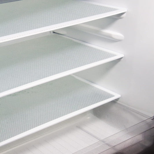 8Pcs Refrigerator Liners, Washable Fridge Liner Mats Covers Pads for Glass Shelf Cupboard Cabinet Drawer Home Kitchen Accessories Organization (Clear)