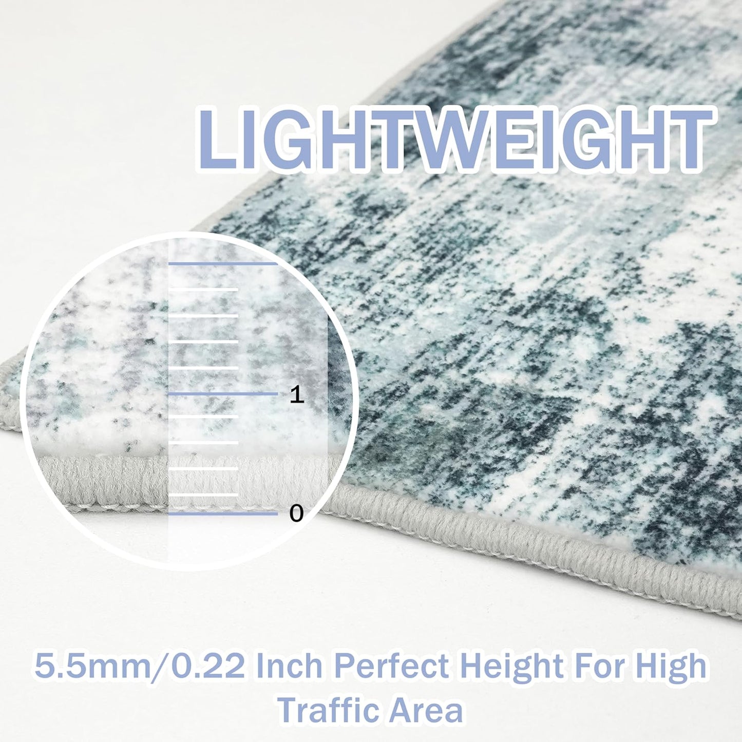 IOHOUZE Modern Abstract Area Rugs 5x7 Ft Washable Rugs for Living Room, Non Slip Dining Room Rug, Printed Faux Wool Rugs for Bedroom, Floor Carpet for Office Nursery Playroom, Sage Grey